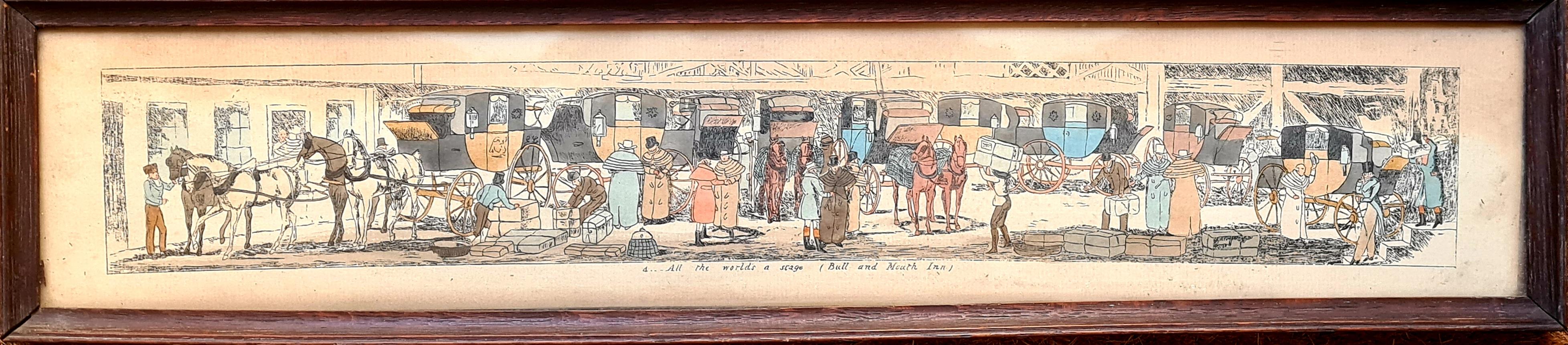Ensemble de quatre gravures, chevaux et chariots colorées à la main du début du 19e siècle en vente 7
