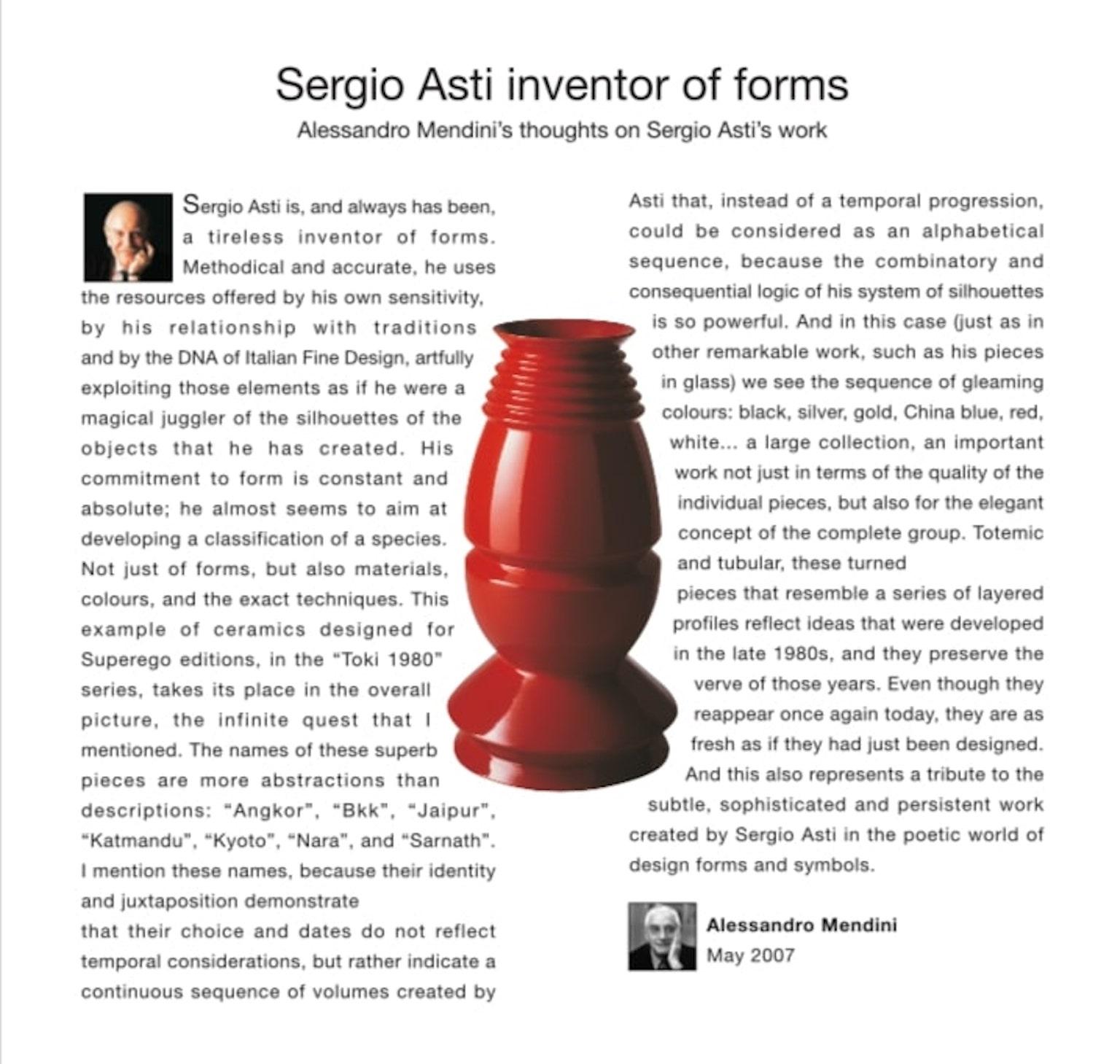 Ceramic Vase Indu Model by Sergio Asti for Superego Editions, Italy For Sale 1