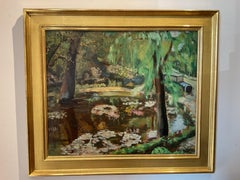 Antique Pittsburg Pennsylvania impressionist oil painting Schenley Park Scene