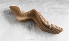 Sculptural S Shaped Bench in Plywood, CNC-Cut Organic Modern Design