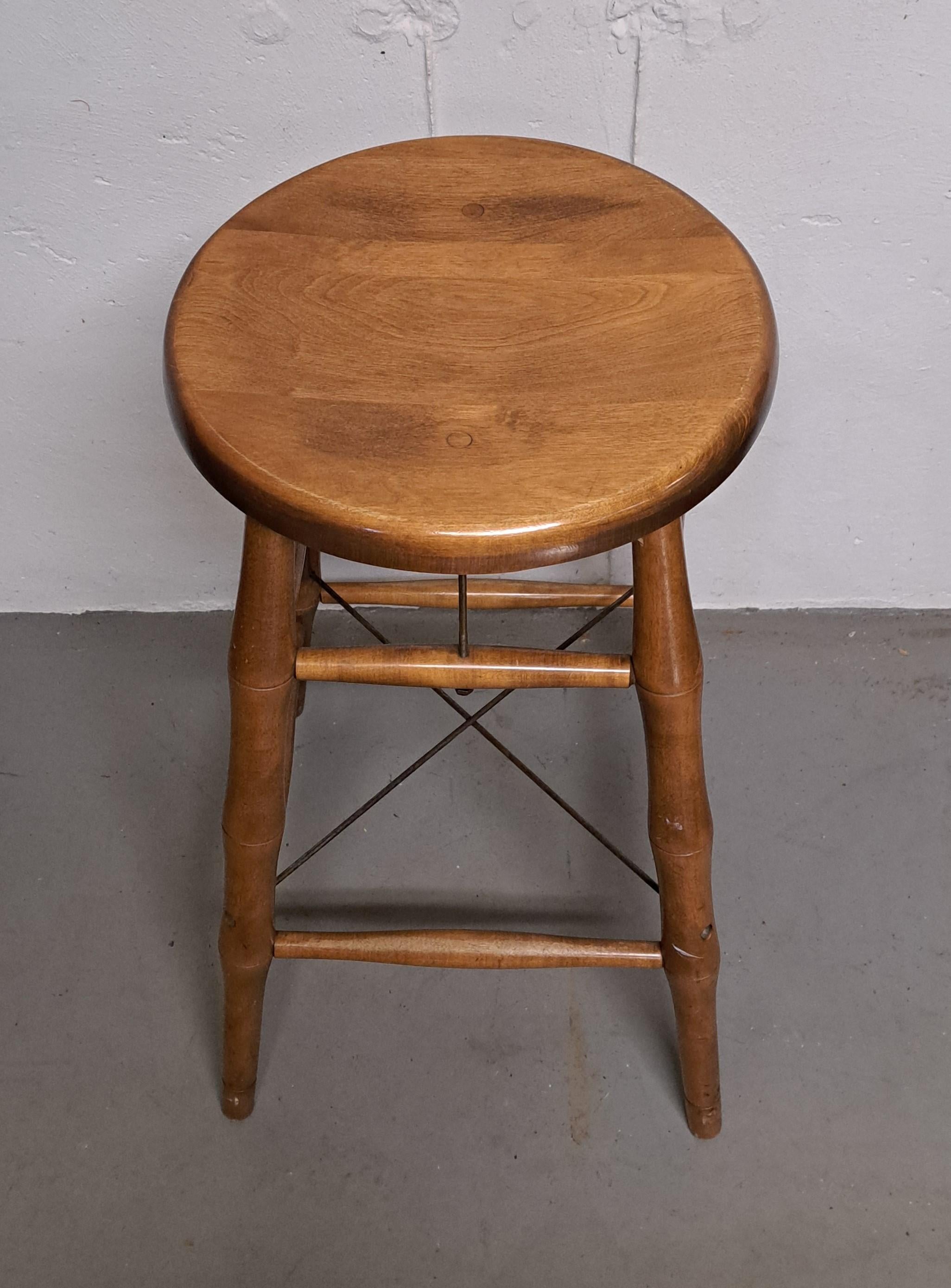 S Bent & Bros Gardiner Mass Maple Stool.  It is 27
