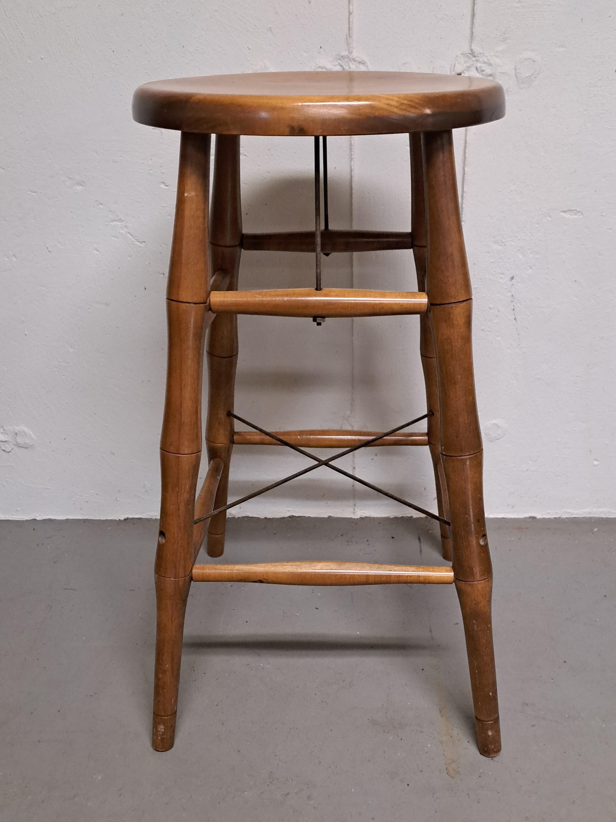 American S. Bent & Bros Gardiner Mass Maple Stool For Sale