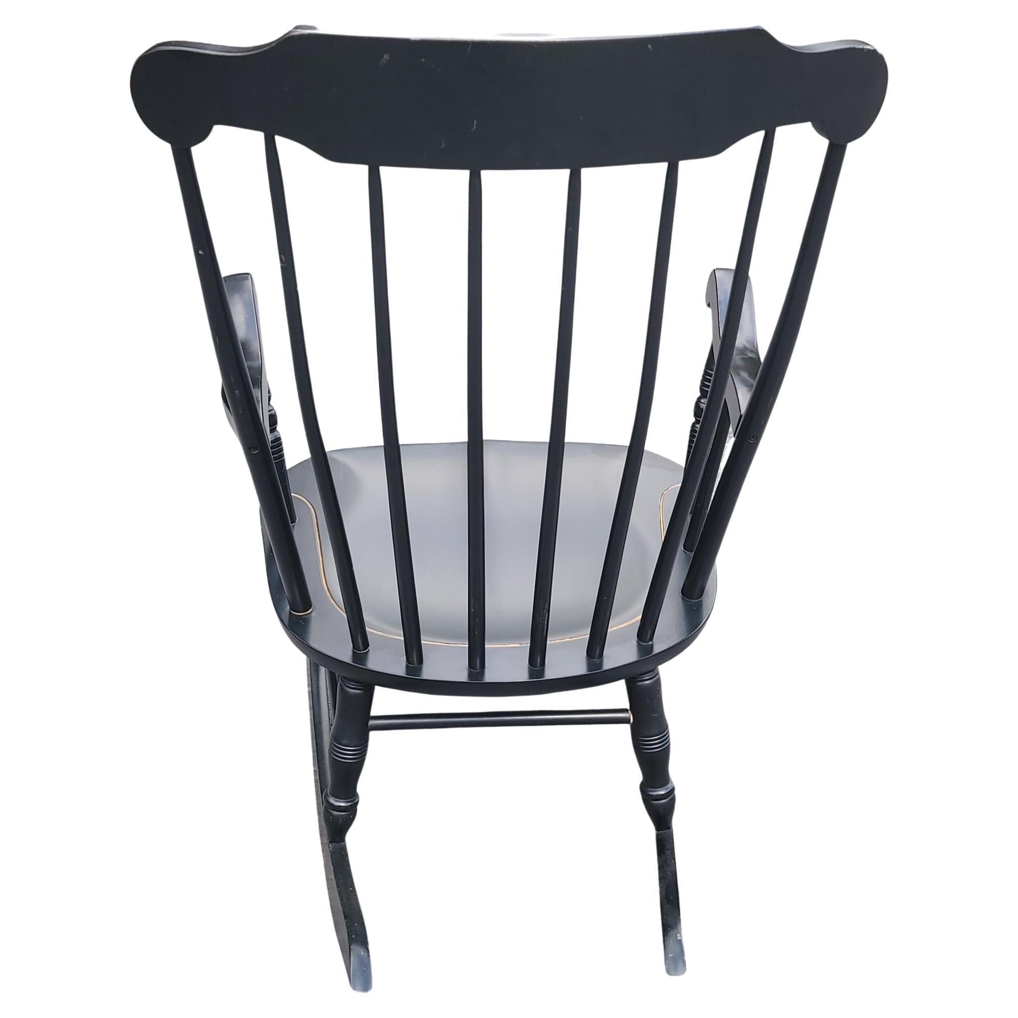 American Classical S. Bent Bros Monogrammed Hitchcock Style Stinciled Rocking Chair For Sale