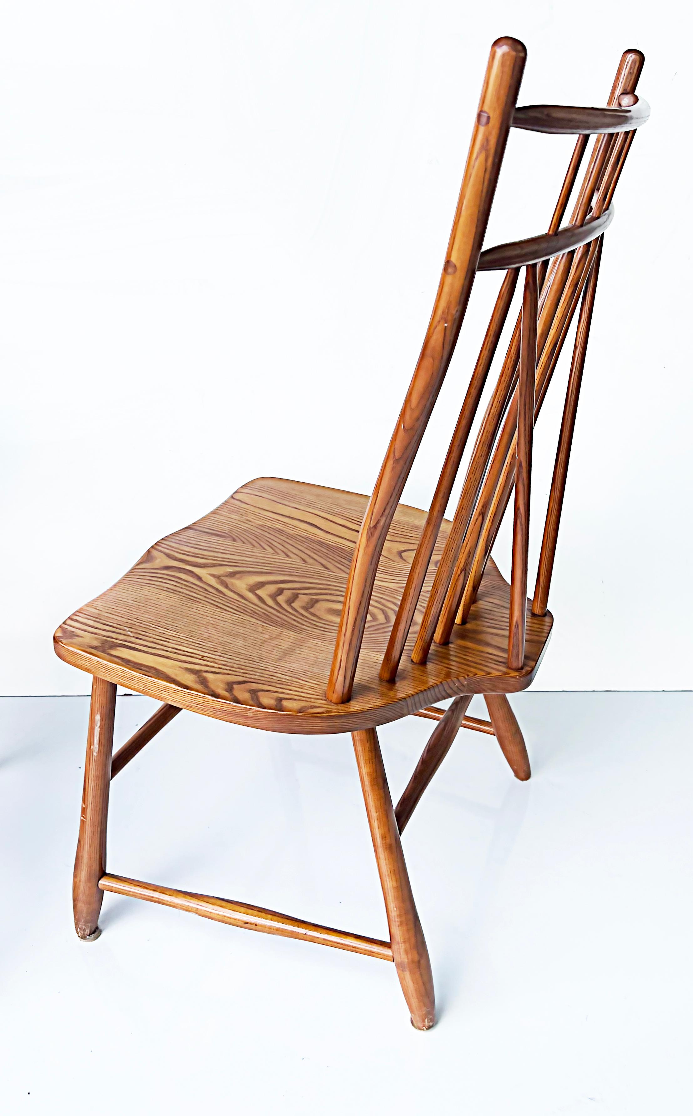 Ash S Bent Bros. Vintage Modern Windsor Chairs, Set of 6, 1960s