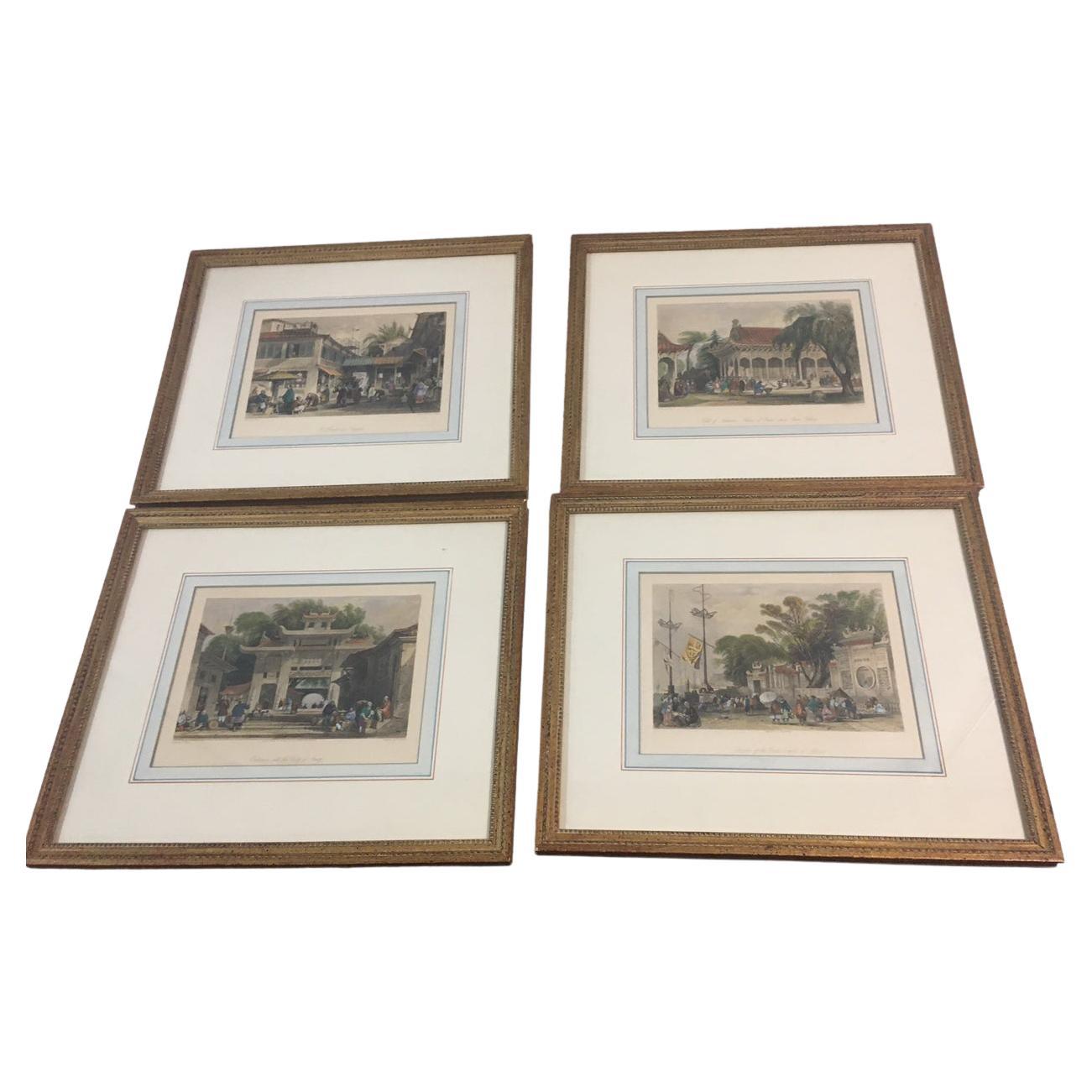 S. Bradshaw 1810-1880 English Engravings Set of Four Framed of Chinese Subjects