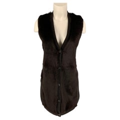 S by MAX MARA Size M Brown Knitted Wool / Cashmere Rabbit Fur Trim Vest