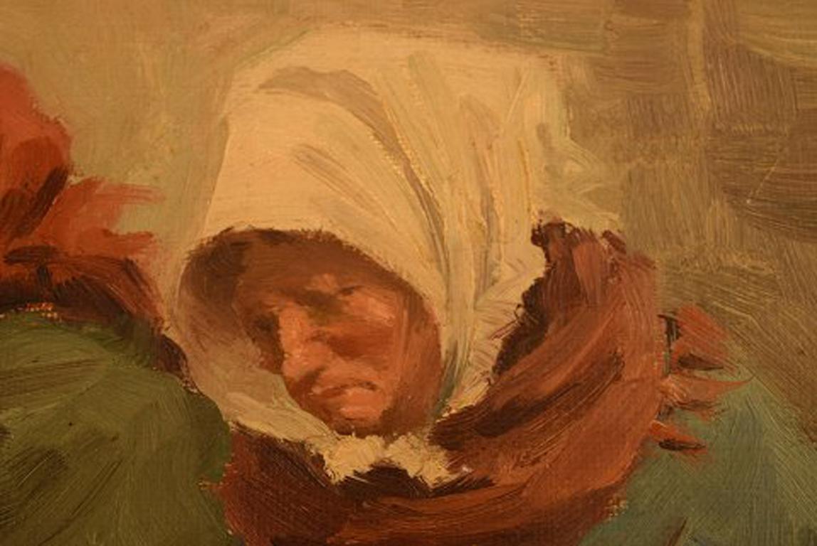 S. C. Bjulf: Fish Mongers, Oil on Canvas For Sale 1