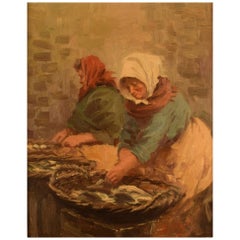 S. C. Bjulf: Fish Mongers, Oil on Canvas