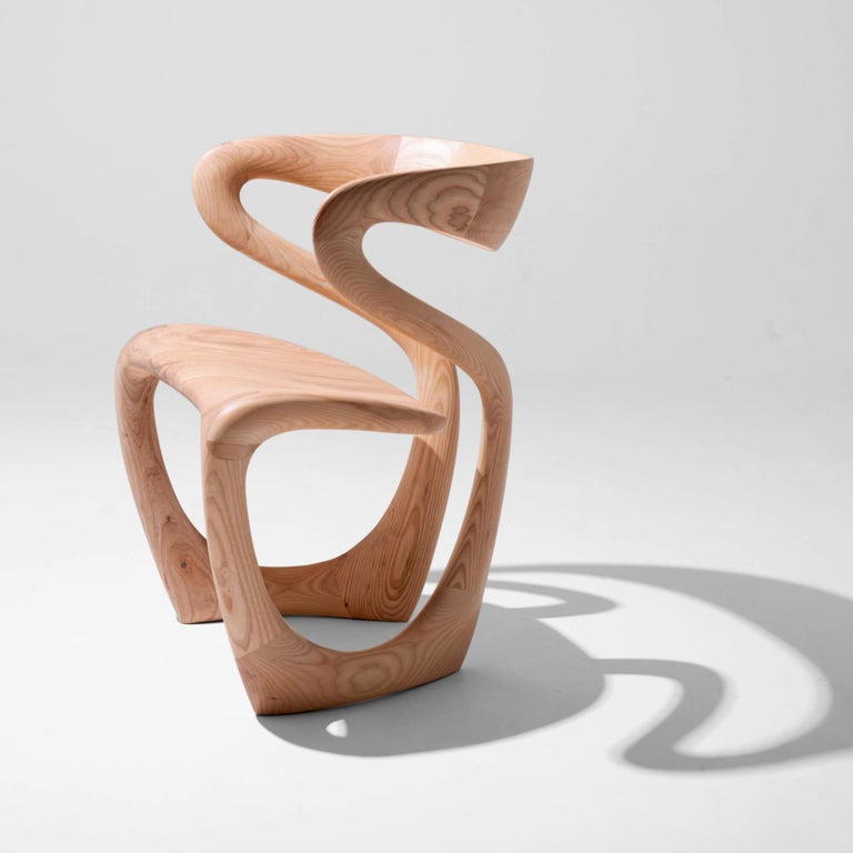 ''S Chair'', Handmade Abstract Wooden Chair by Tom Vaughan For Sale at 1stDibs