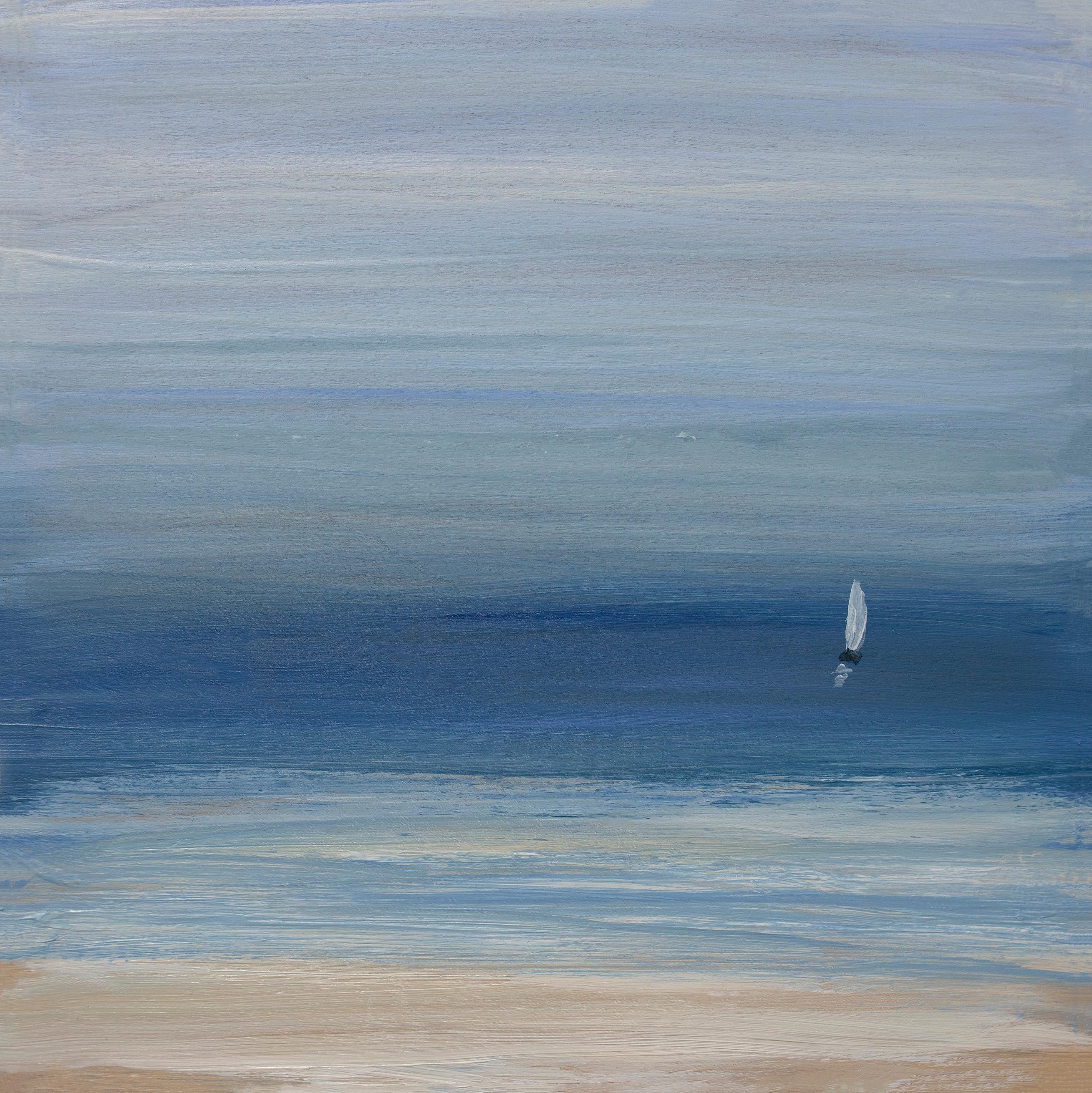 "End of Day", Small Seascape Painting - Art by S. Cora Aldo