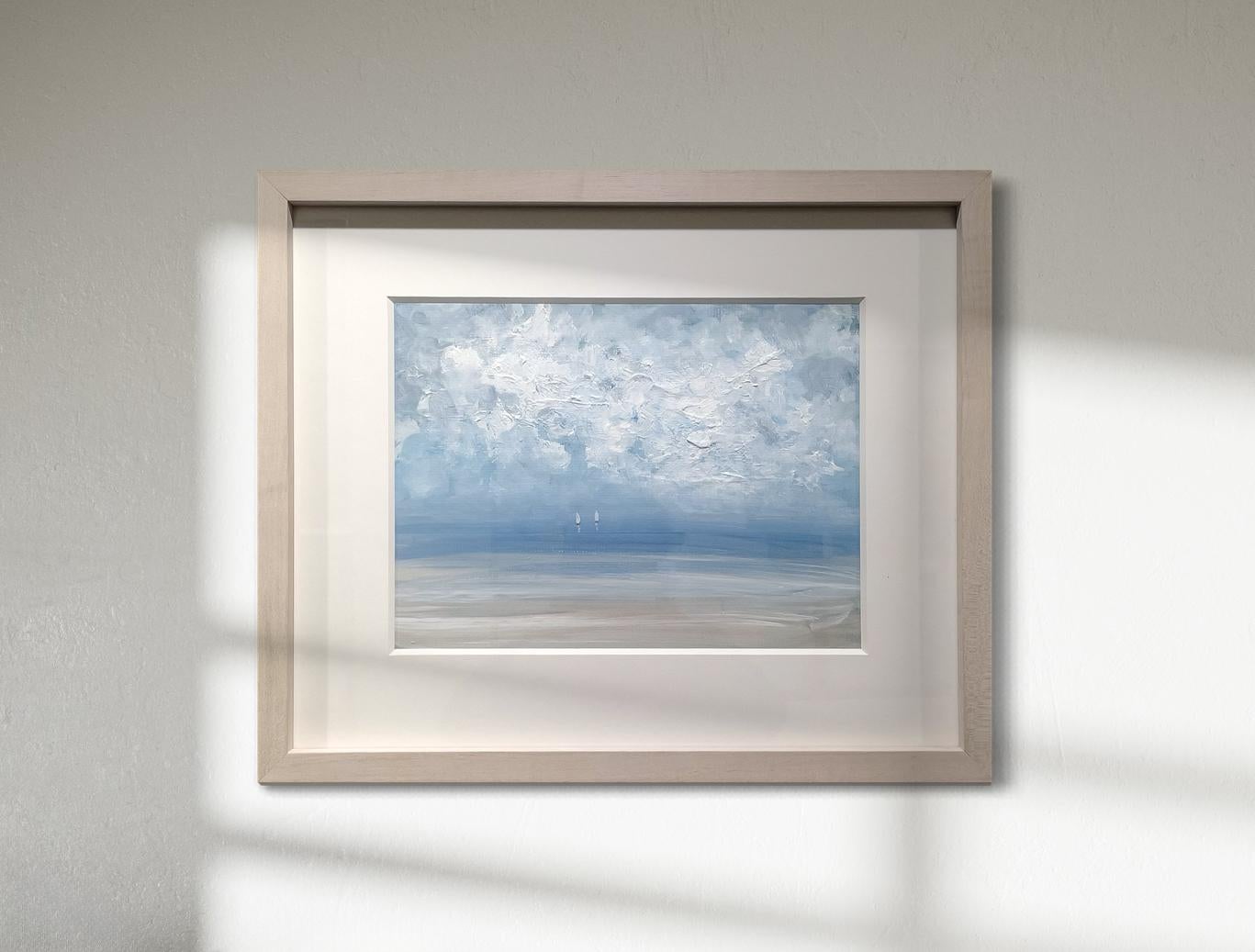 Landscape Painting S. Cora Aldo - « Hauts nuages », peinture contemporaine de paysage marin