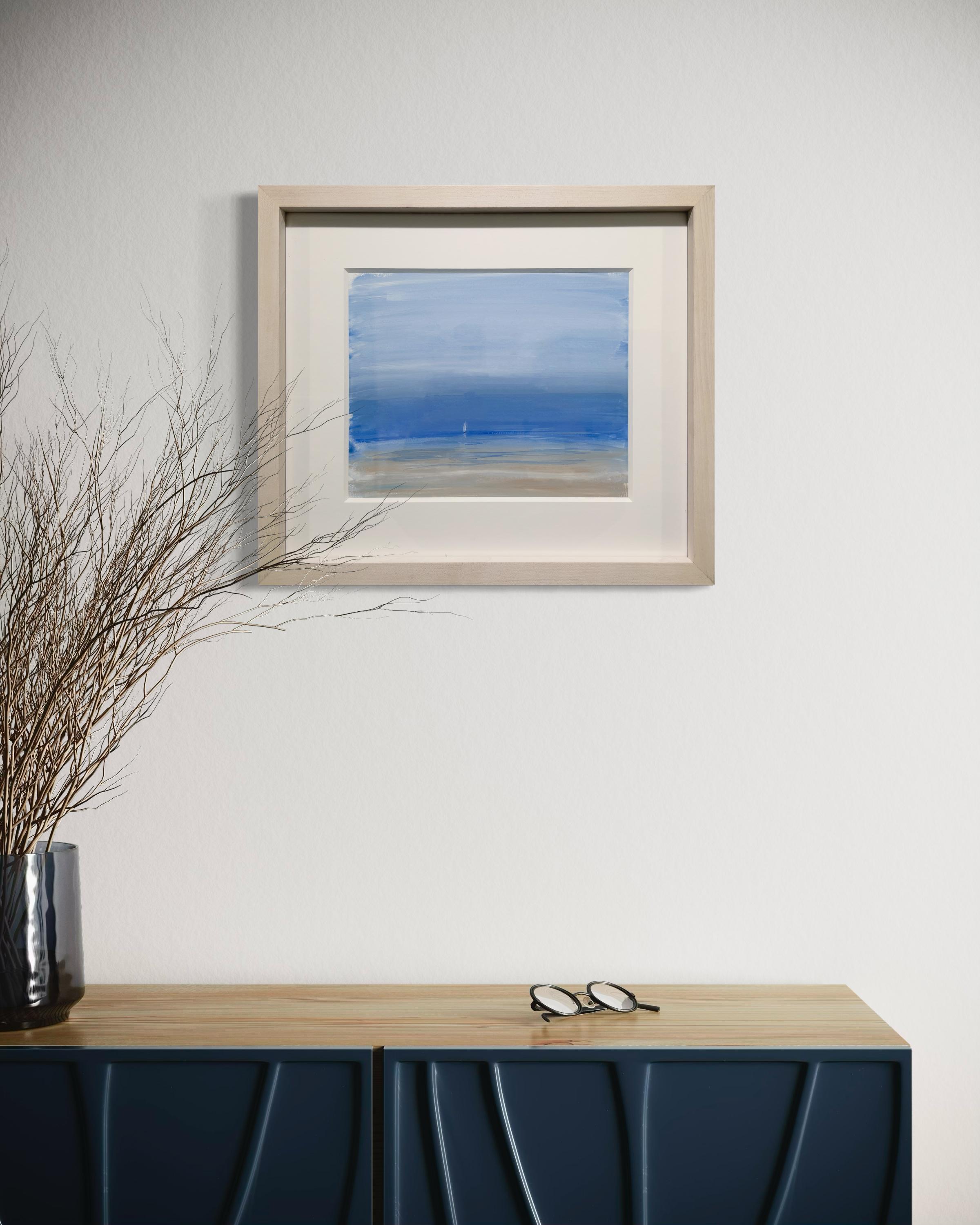 « Une voile », peinture contemporaine de paysage marin - Painting de S. Cora Aldo