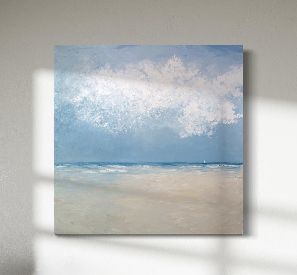 Landscape Painting de S. Cora Aldo - "Pintura Abstracta de Paisaje Marino "Corriendo la Tormenta