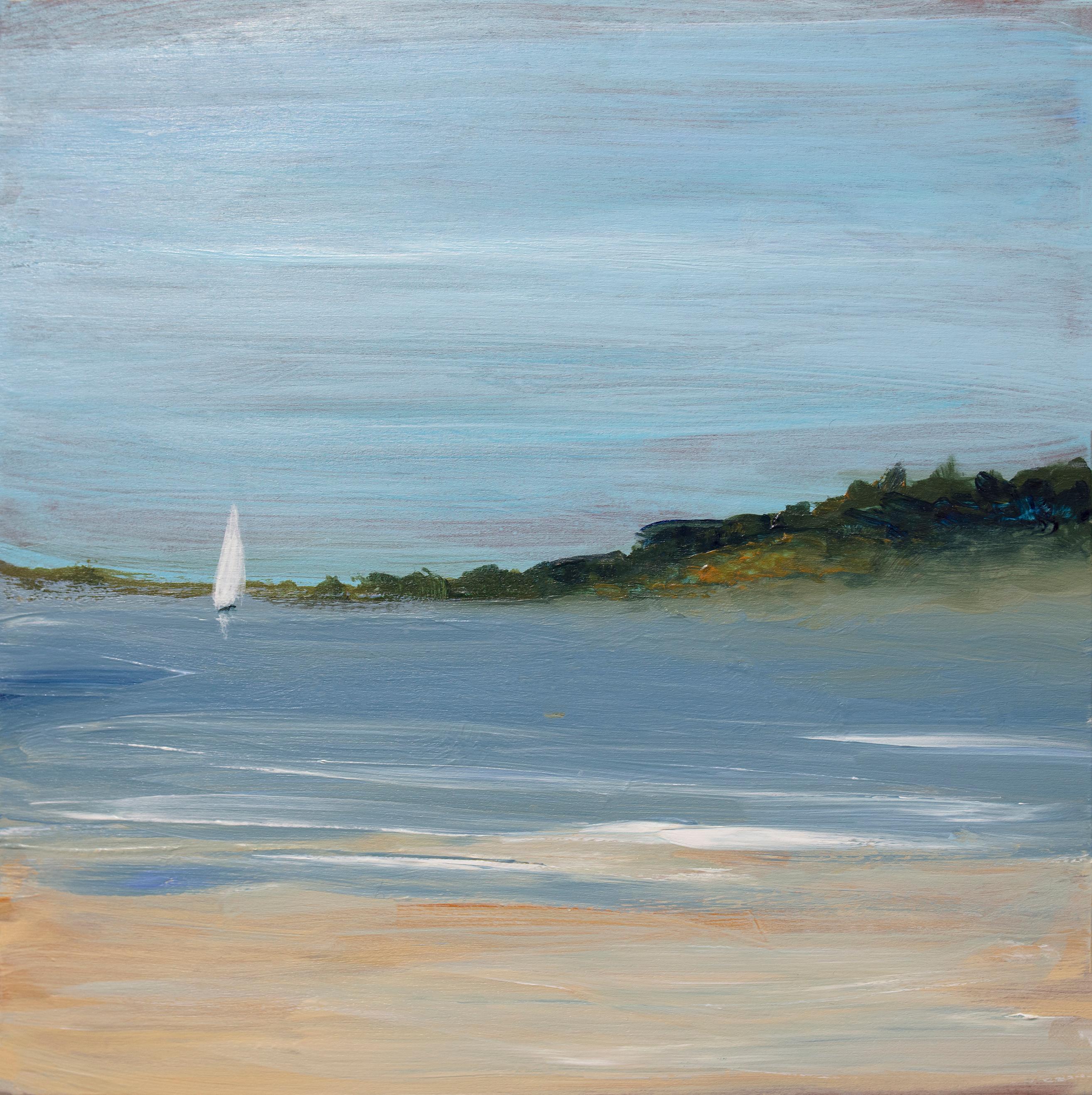 S. Cora Aldo Landscape Painting - "Saturday Sail", Small Seascape Painting