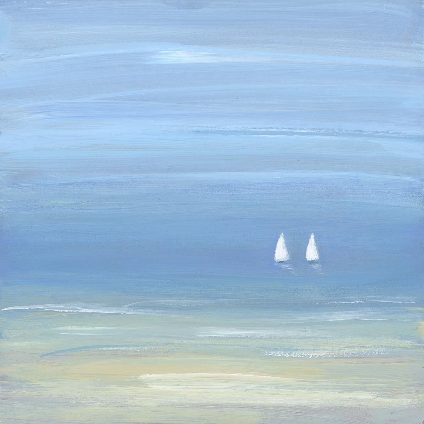 "Two's Company, " Small Seascape Painting - Art by S. Cora Aldo