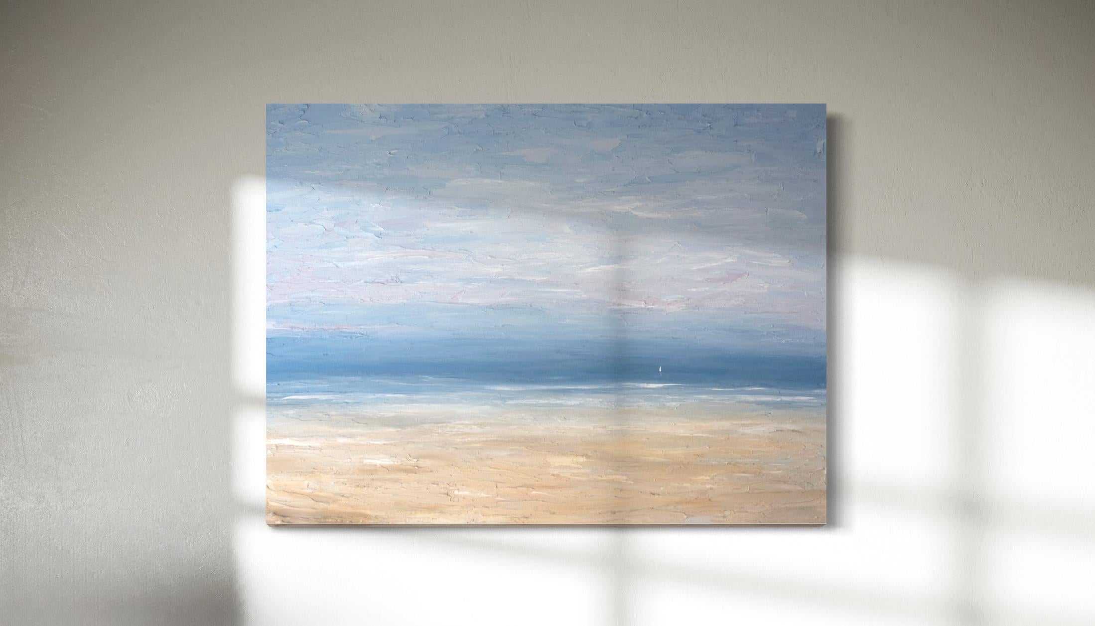 Abstract Painting S. Cora Aldo - "Brise chaude" peinture abstraite de paysage marin