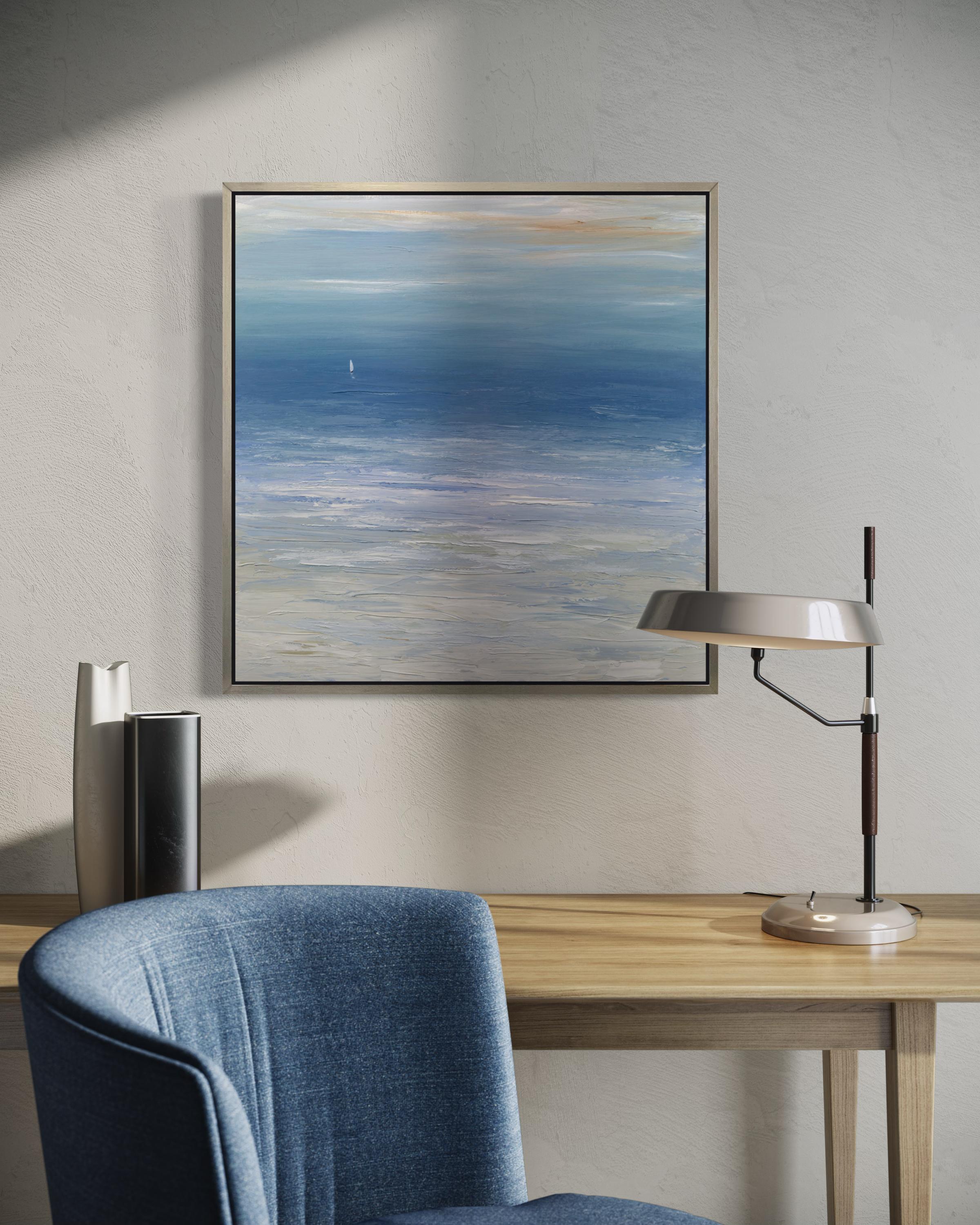 S. Cora Aldo Landscape Print - "Calm Waters II, " Framed Limited Edition Giclee Print, 36" x 36"