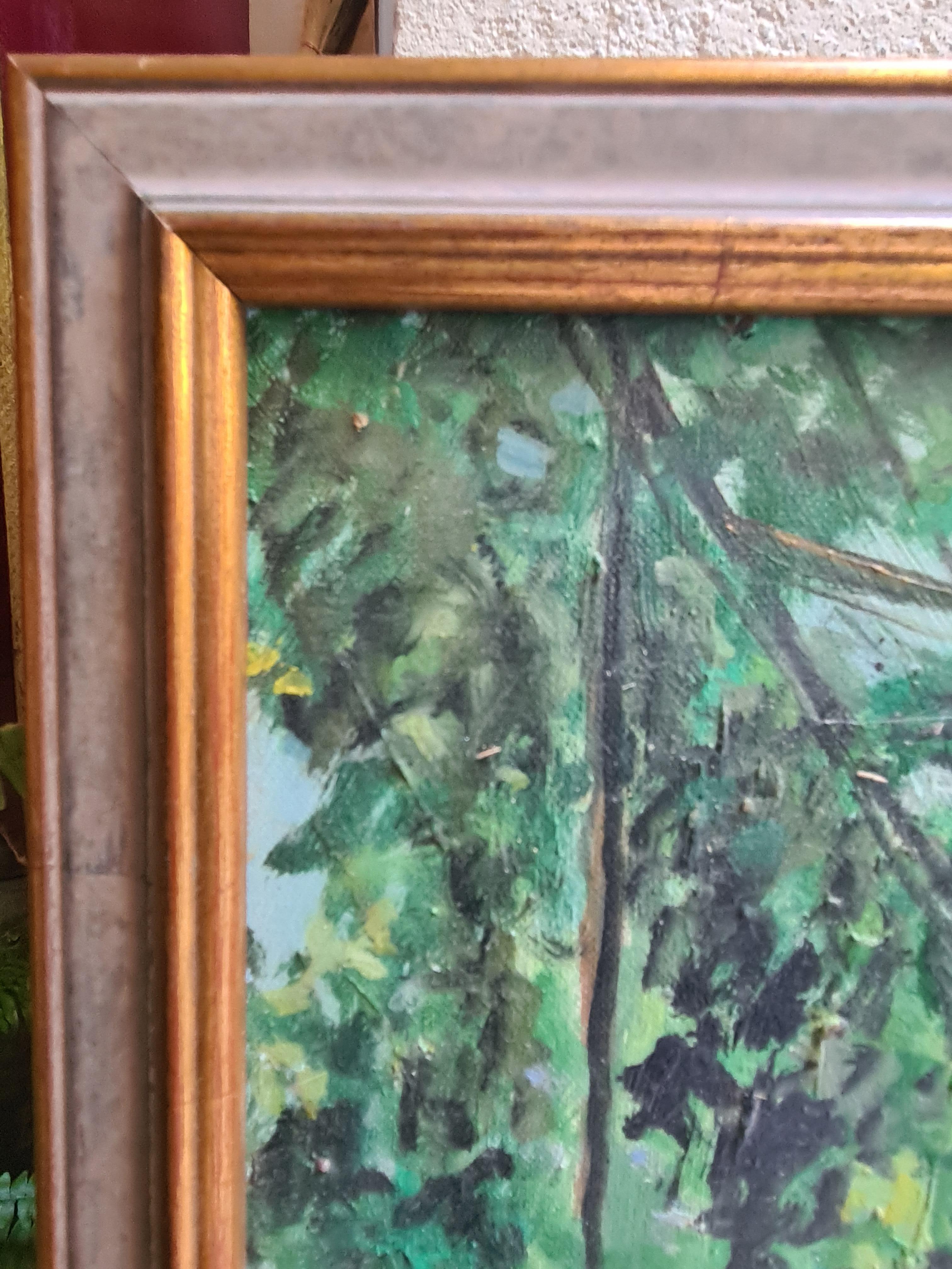 Vista sul giardino impressionista francese, sotto il pergolato di Cotignac. Olio su tavola. 5