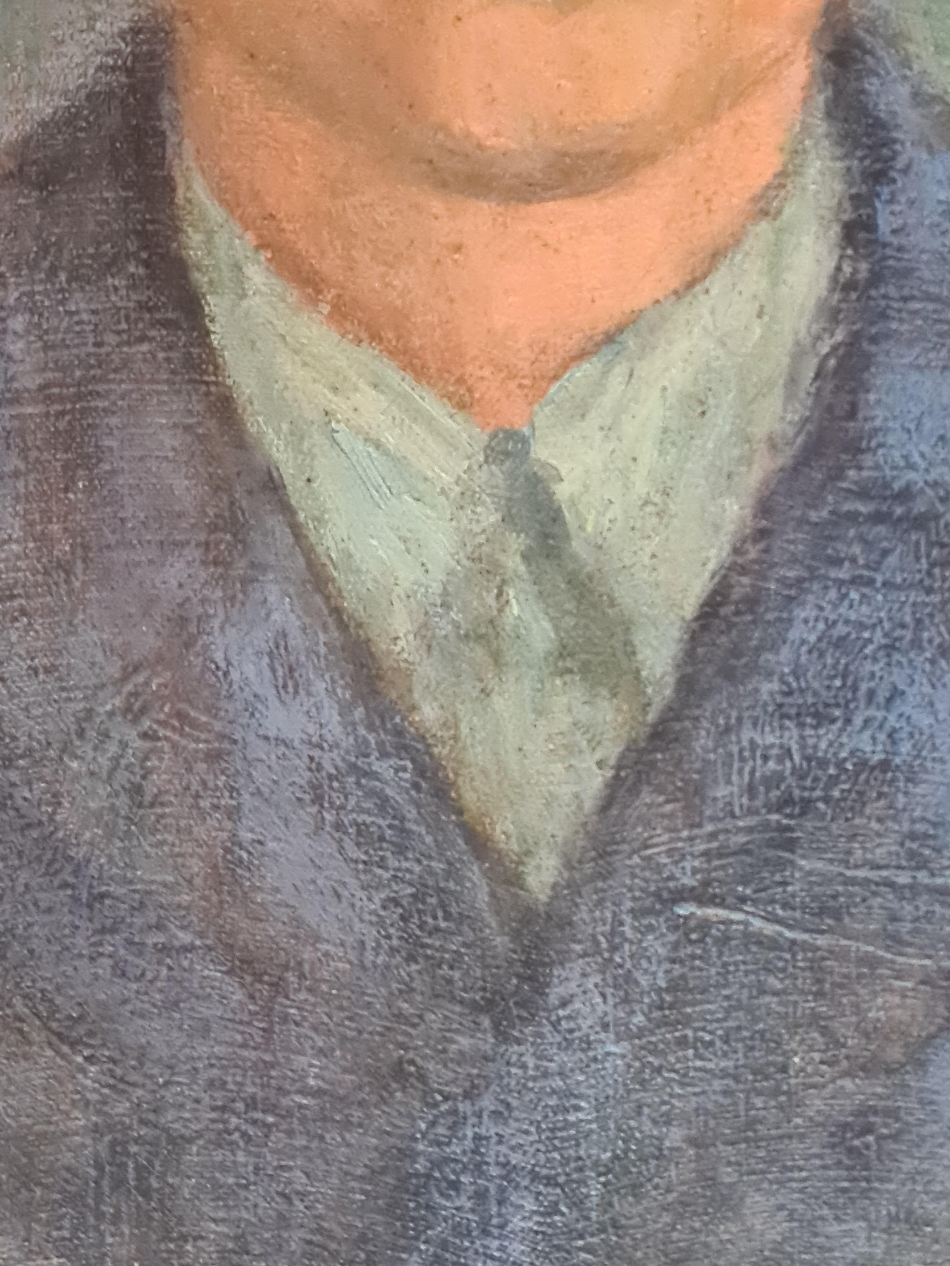 1930s Oil on Canvas Portrait of the Artist's Son For Sale 3