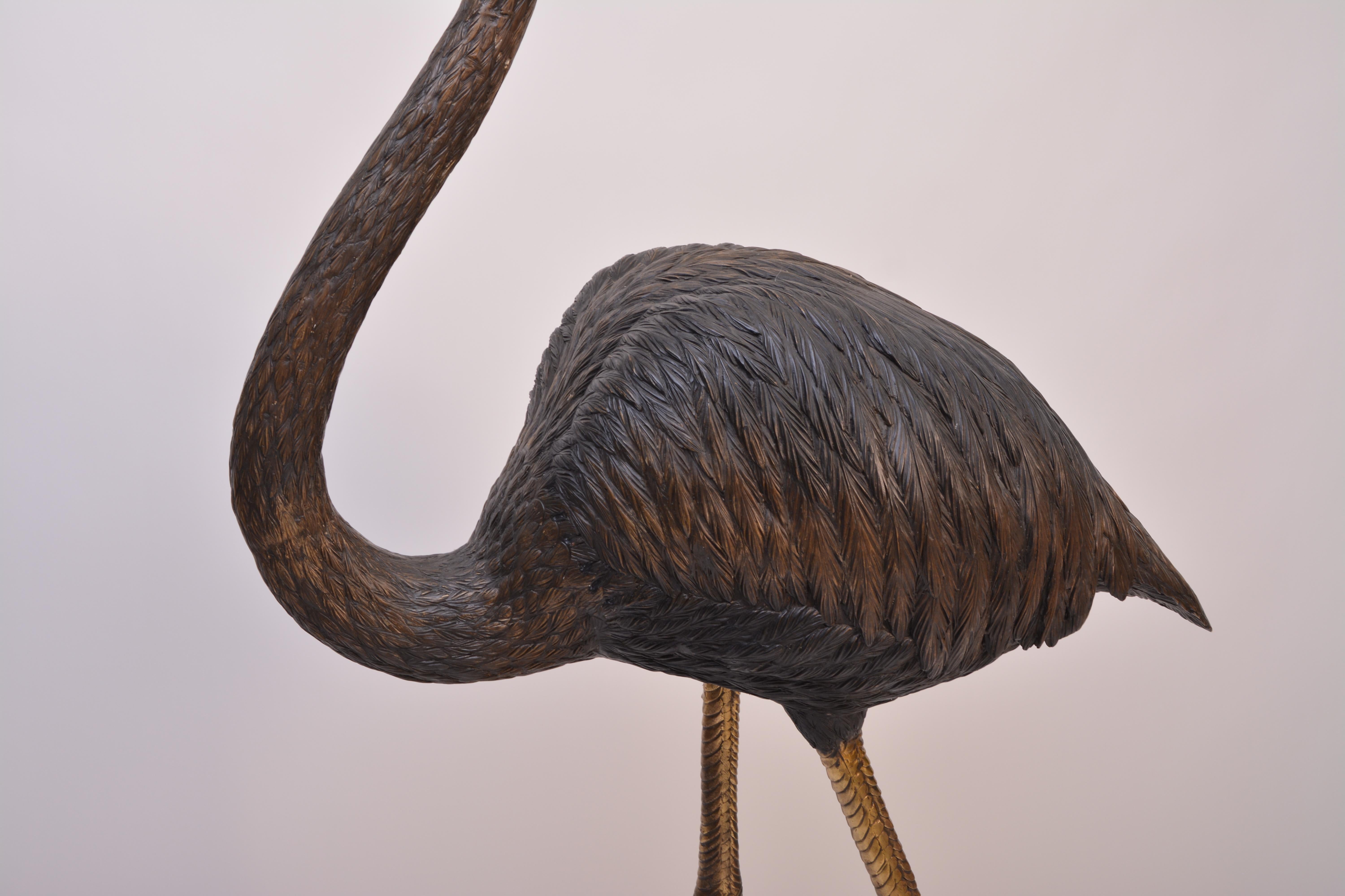 S. David Signed Oversized Bronze Figure of a Flamingo 4