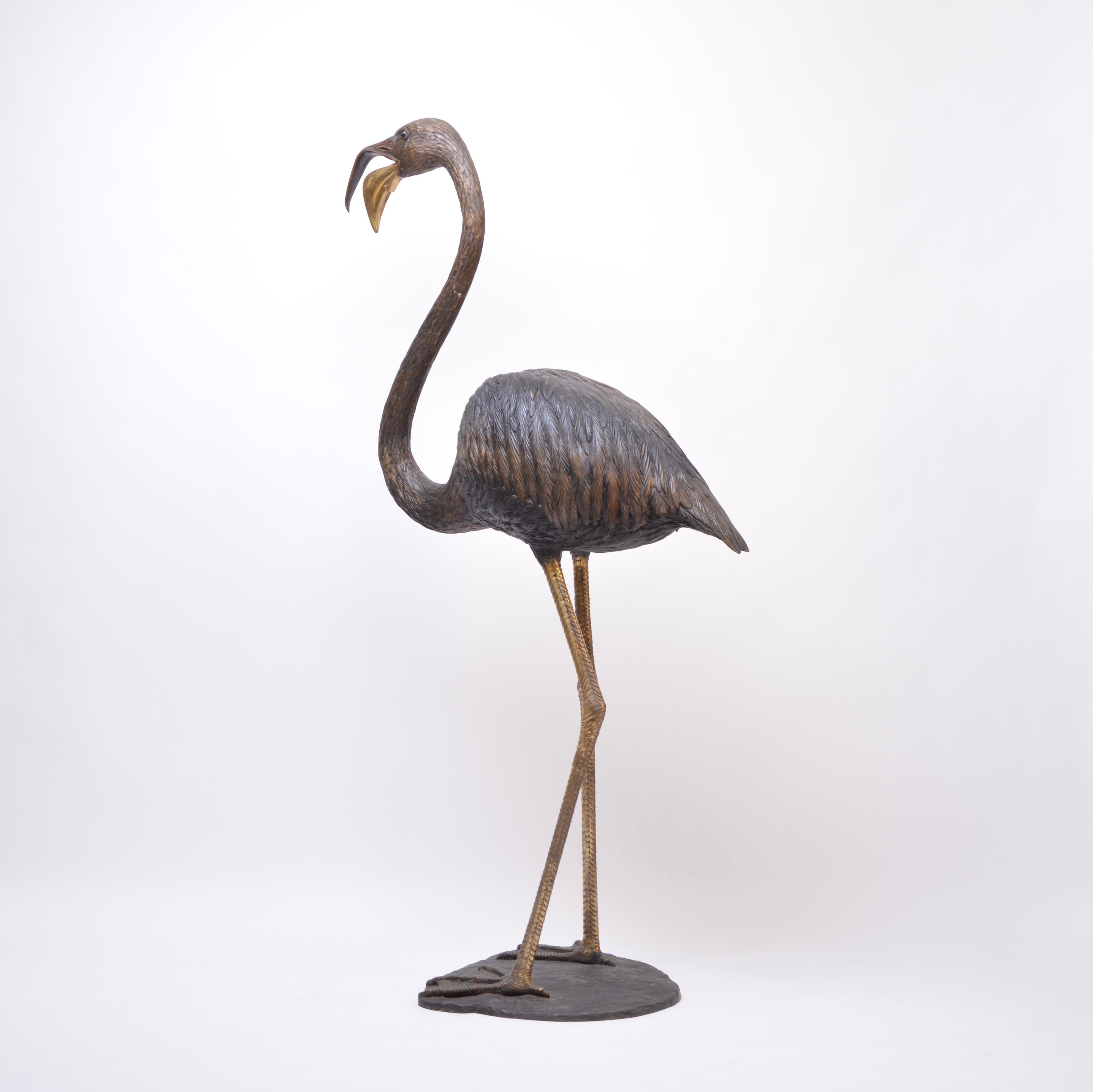 S. David Signed Oversized Bronze Figure of a Flamingo 5