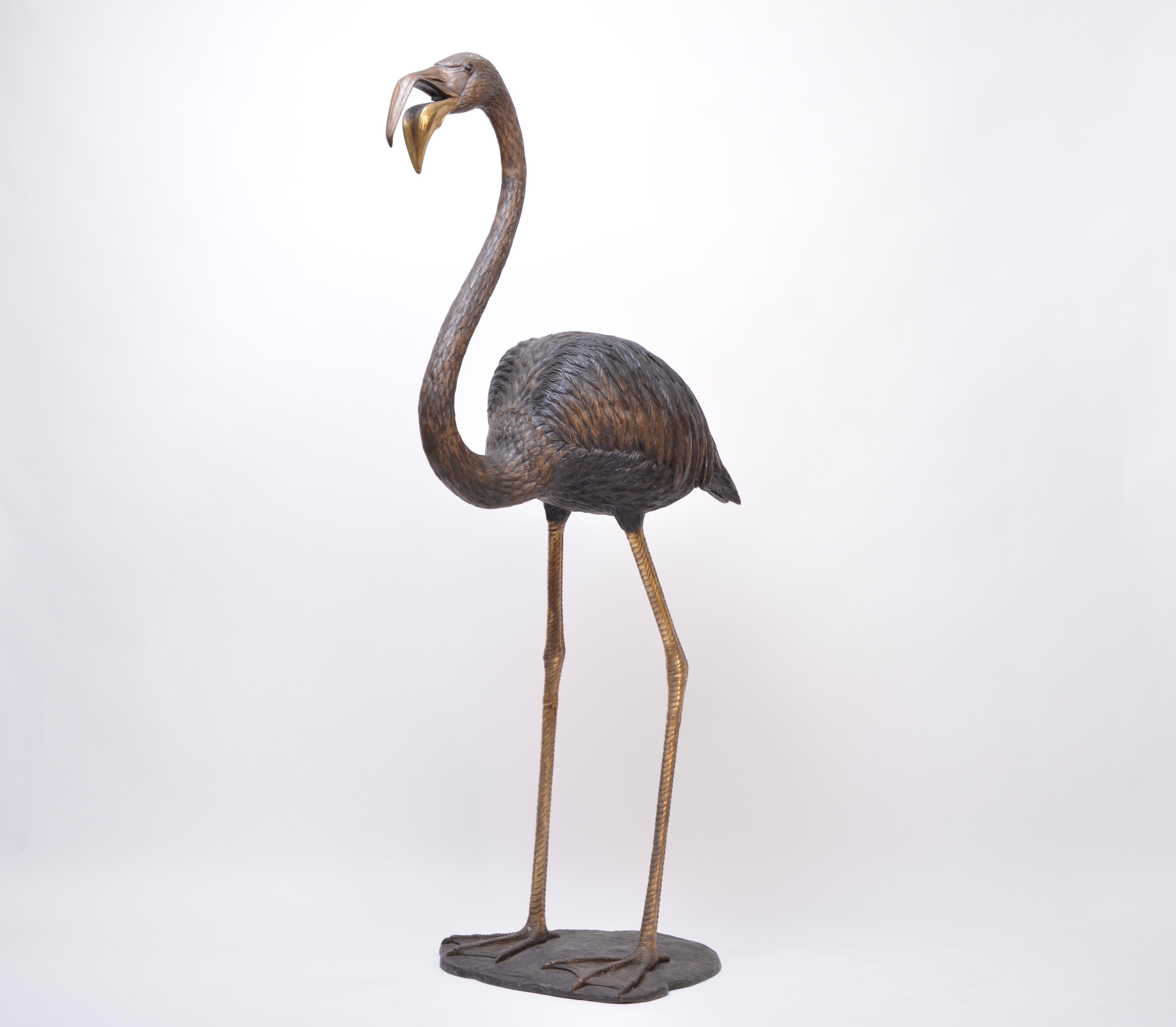 S. David Signed Oversized Bronze Figure of a Flamingo In Good Condition In Berlin, DE
