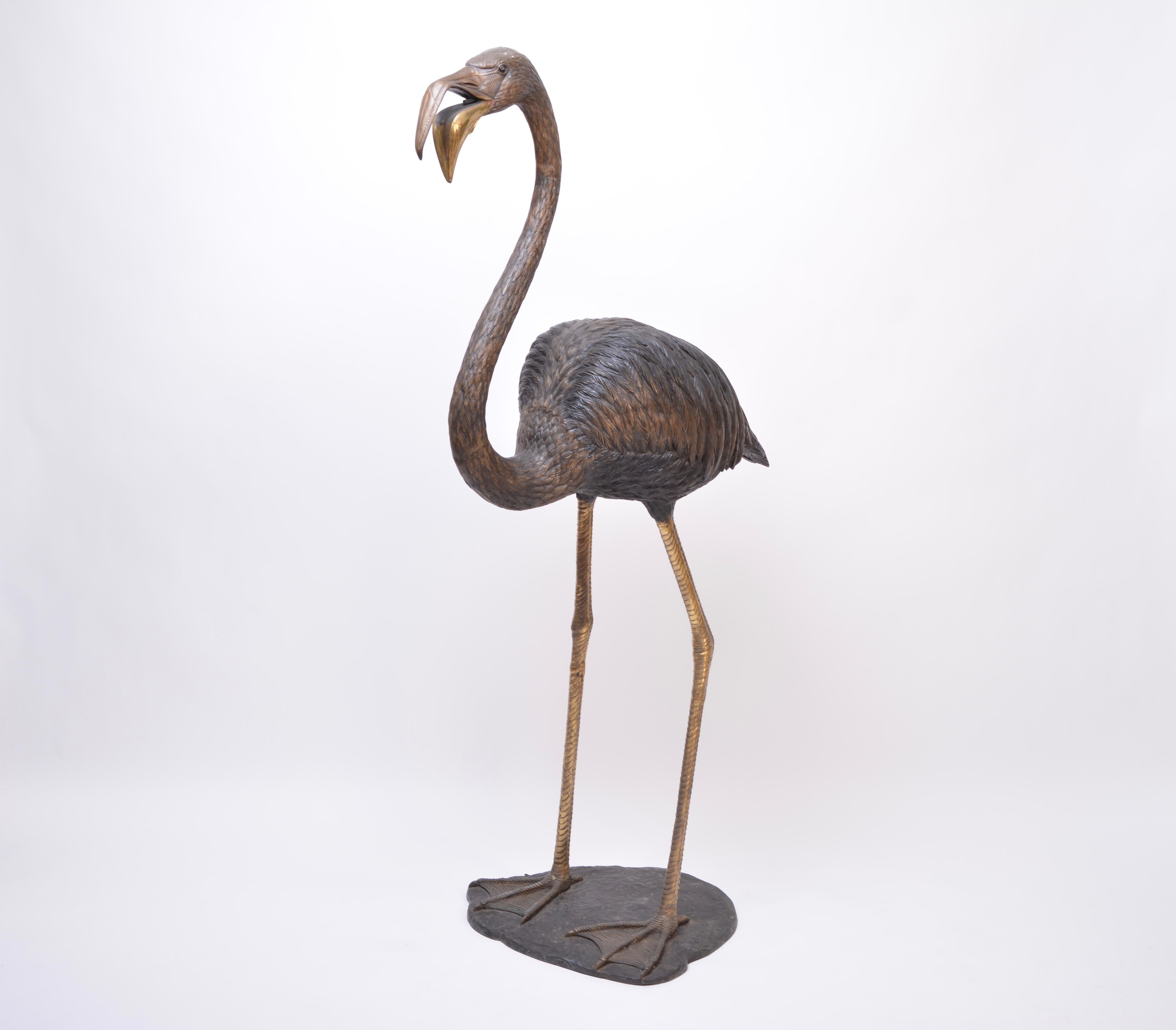 S. David Signed Oversized Bronze Figure of a Flamingo 1