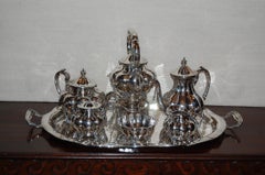 S. de la Serna Sterling Silver Tea Set, 6 Pcs and Tray, circa 1950s