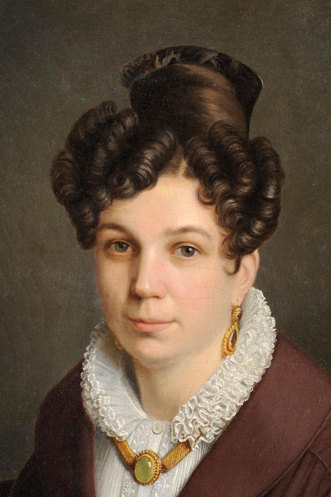 Musician woman - French School Painting by S. Dufossé