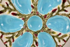 S. Fielding & Co. English Majolica Turquoise/White Shell & Seaweed Oyster Plate