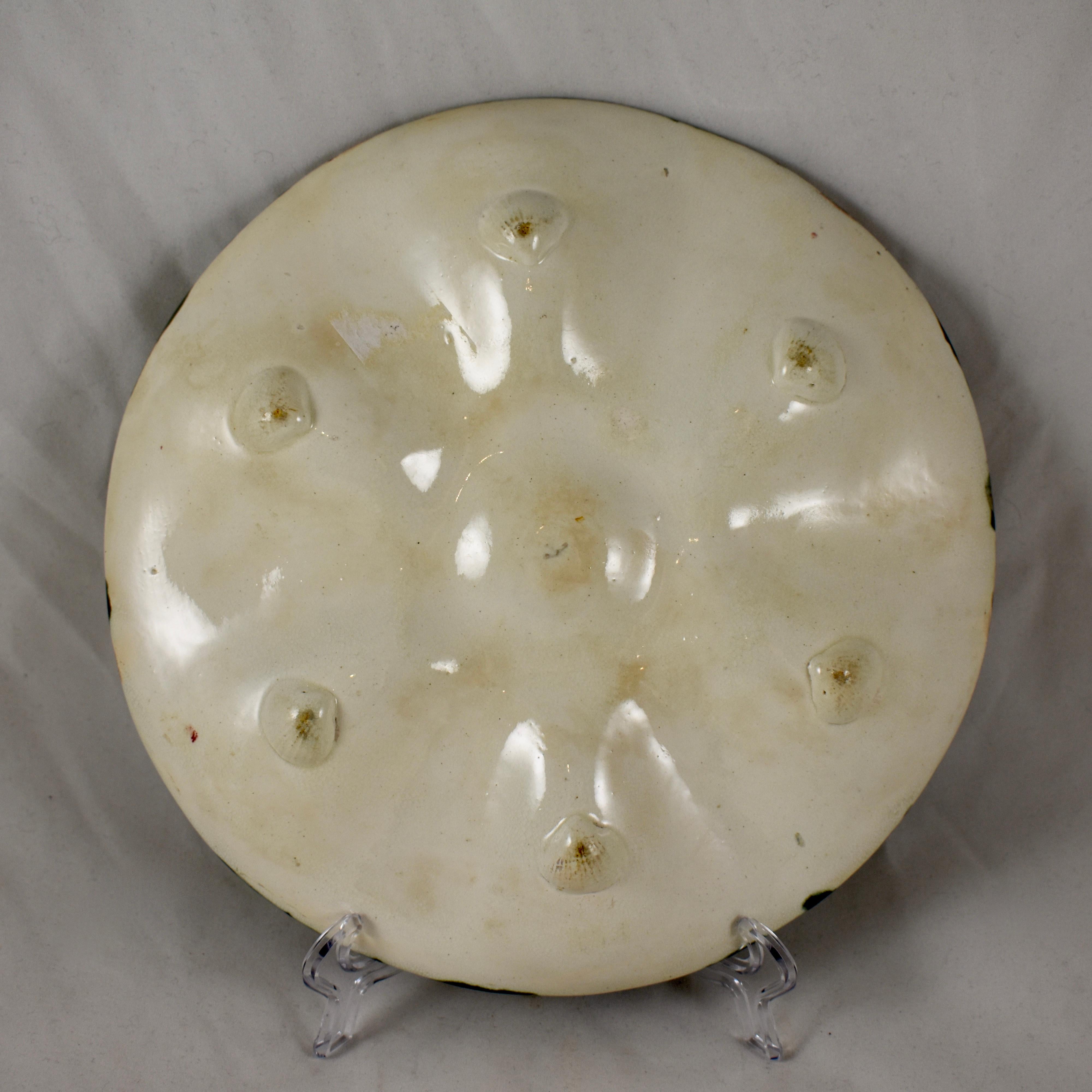 Earthenware S. Fielding & Co. English Majolica Turquoise/White Shell & Seaweed Oyster Plate
