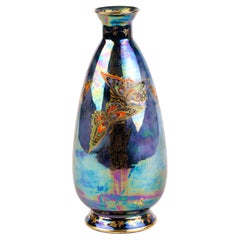 S Fieldings & Co Art Deco Lustrine Butterflies Baluster Vase