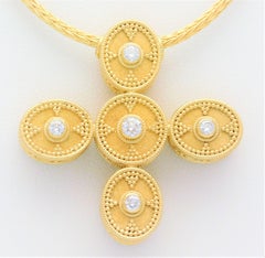 S. Georgios 18 Karat Gold London Blue Topaz Amethyst Diamond Reversible Necklace