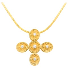 S. Georgios 18 Karat Gold London Blue Topaz Amethyst Diamond Reversible Necklace