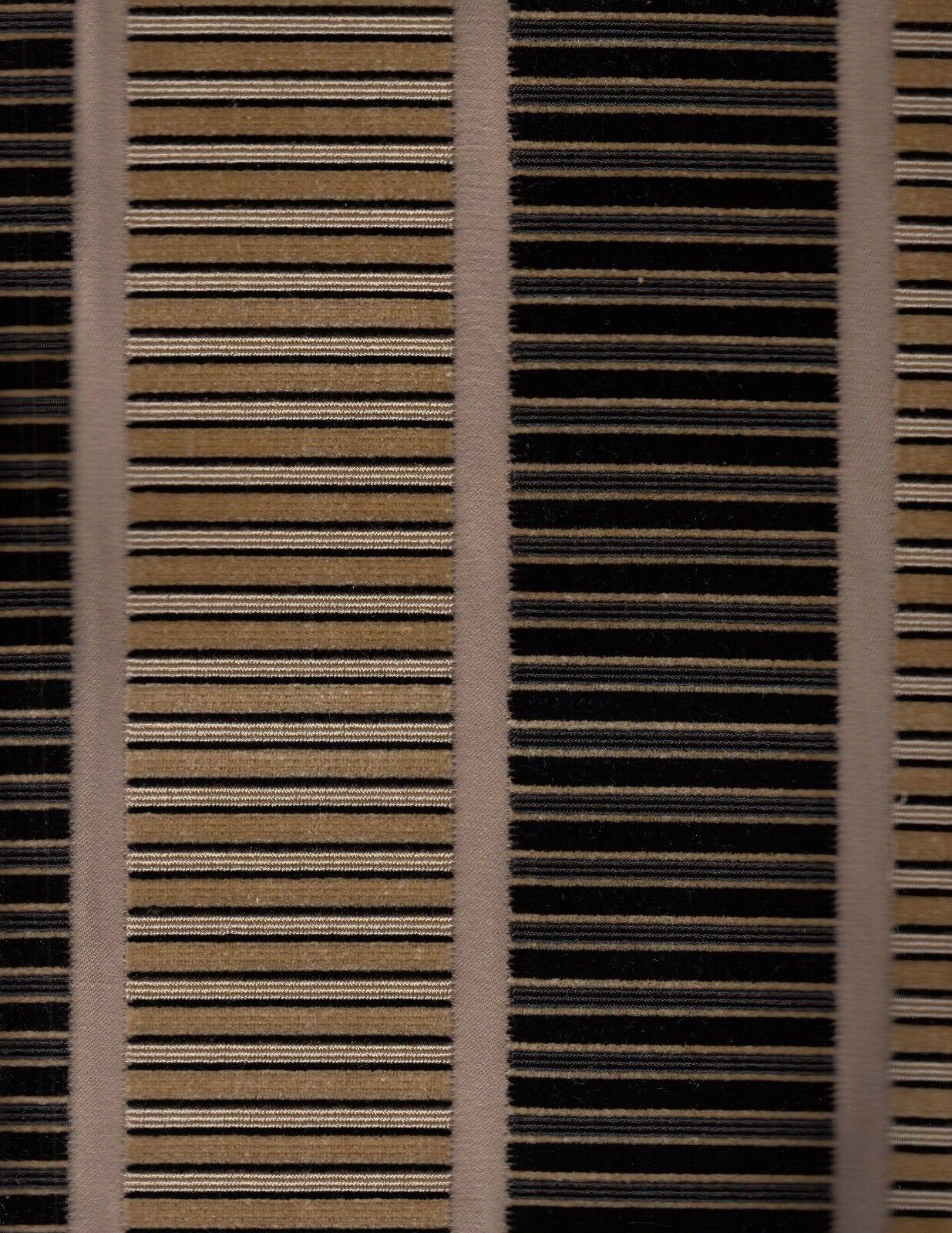 black and gold striped upholstery fabric