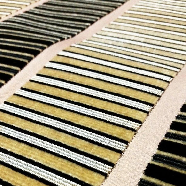 Silk Velvet Upholstery Fabric Gold Black Stripe Textile by S. Harris