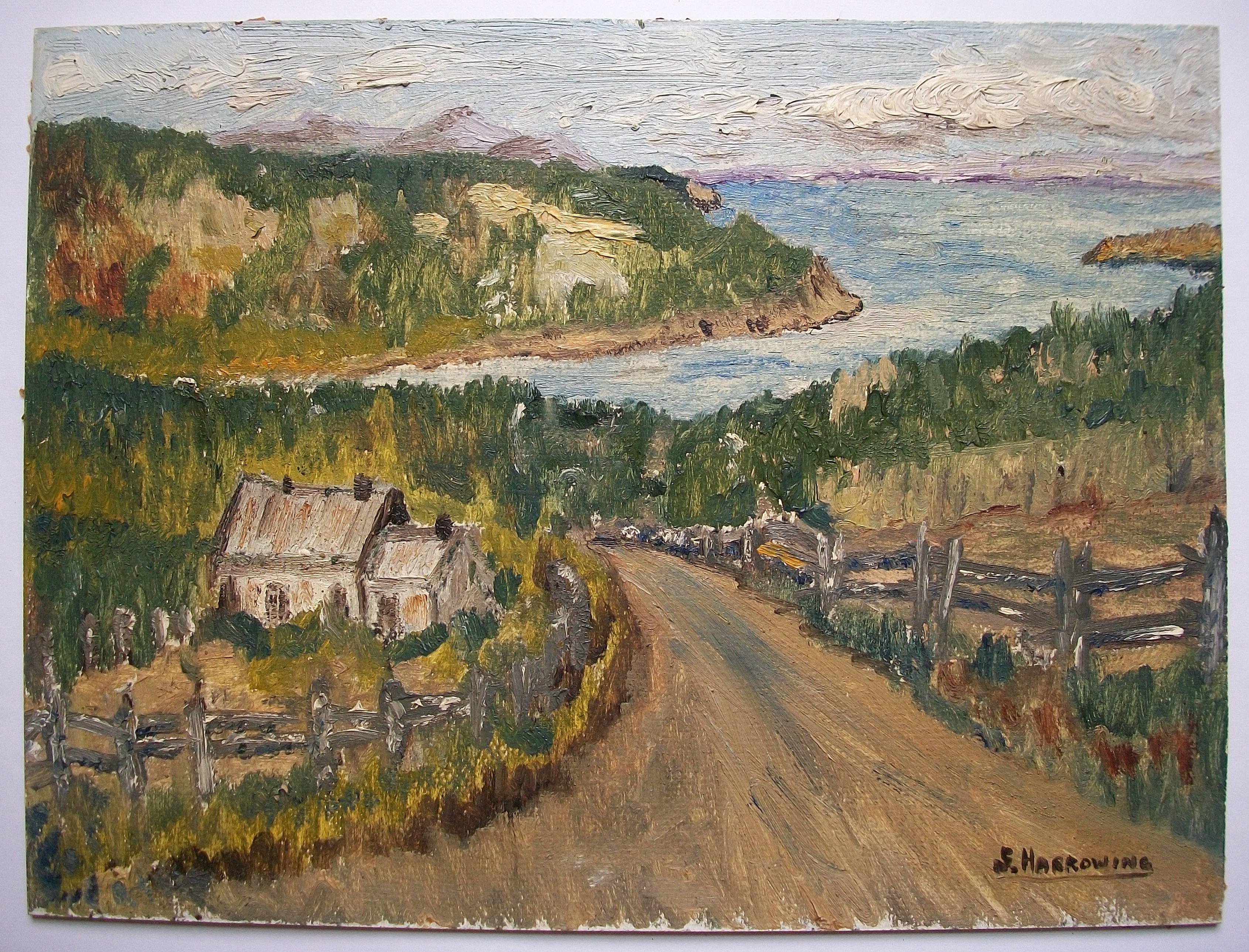 Canadian S. HARROWING - 'Baie St. Paul, Que.' - Landscape Oil Painting - Canada - C. 1962 For Sale