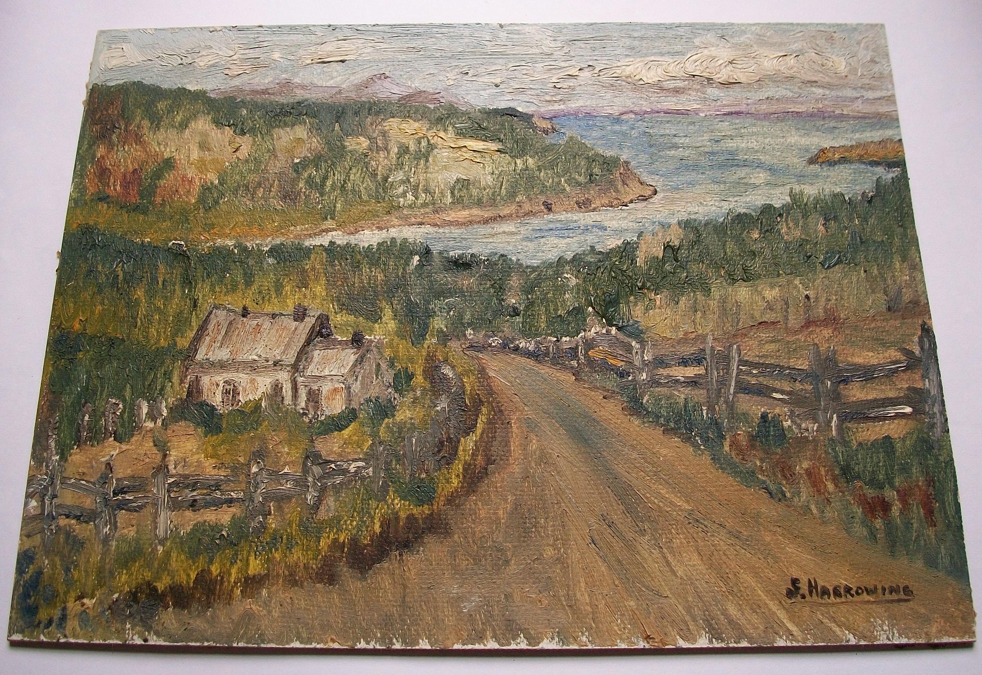 Hand-Painted S. HARROWING - 'Baie St. Paul, Que.' - Landscape Oil Painting - Canada - C. 1962 For Sale