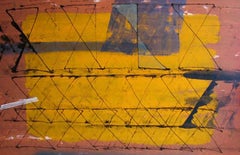 Astratto, tecnica mista, nero, marrone, zafferano, grigio di Artista indiano "In magazzino"