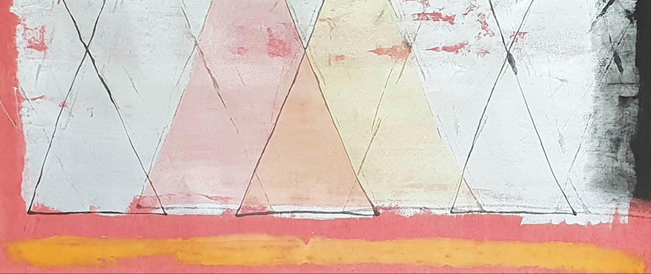 Abstraktes abstraktes Gemälde, Mischtechnik auf Papier, Rot,liver, gelbe Farben „ “Auf Lager““ im Angebot 2