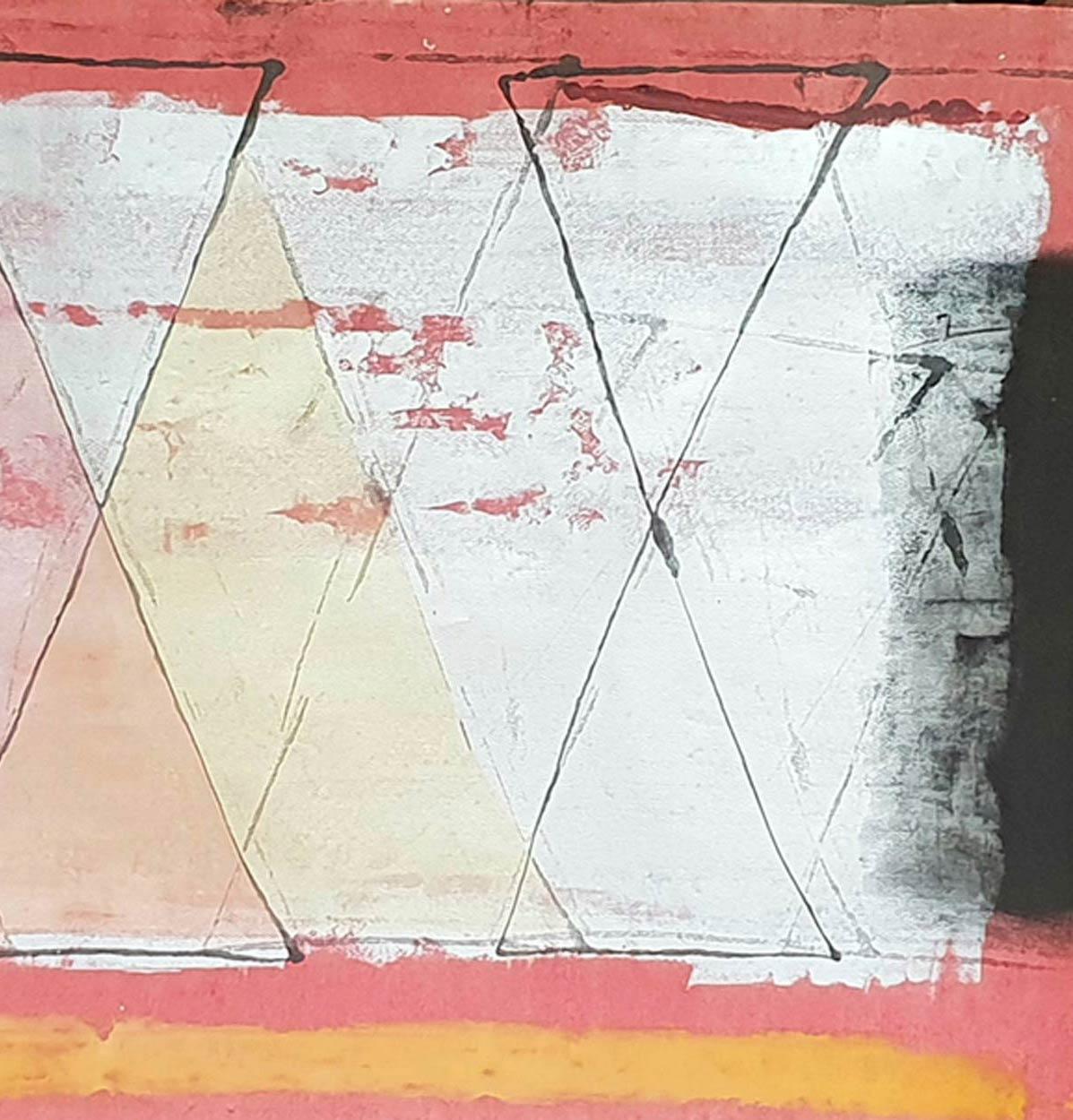 Abstraktes abstraktes Gemälde, Mischtechnik auf Papier, Rot,liver, gelbe Farben „ “Auf Lager““ im Angebot 1