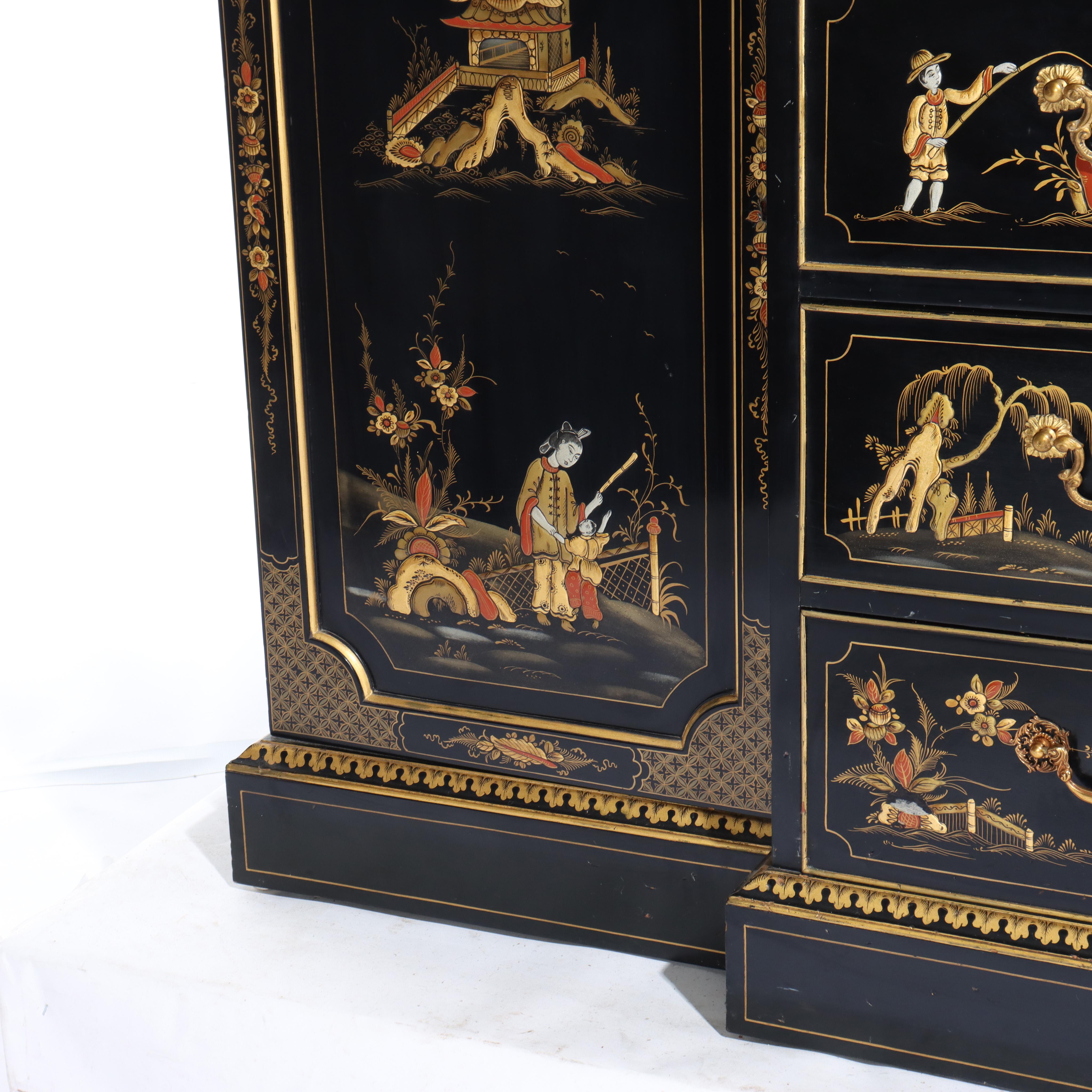S. I. Hill & Co. Credenza inglese decorata a cineserie ebanizzata e dorata del 1930 ca. in vendita 5