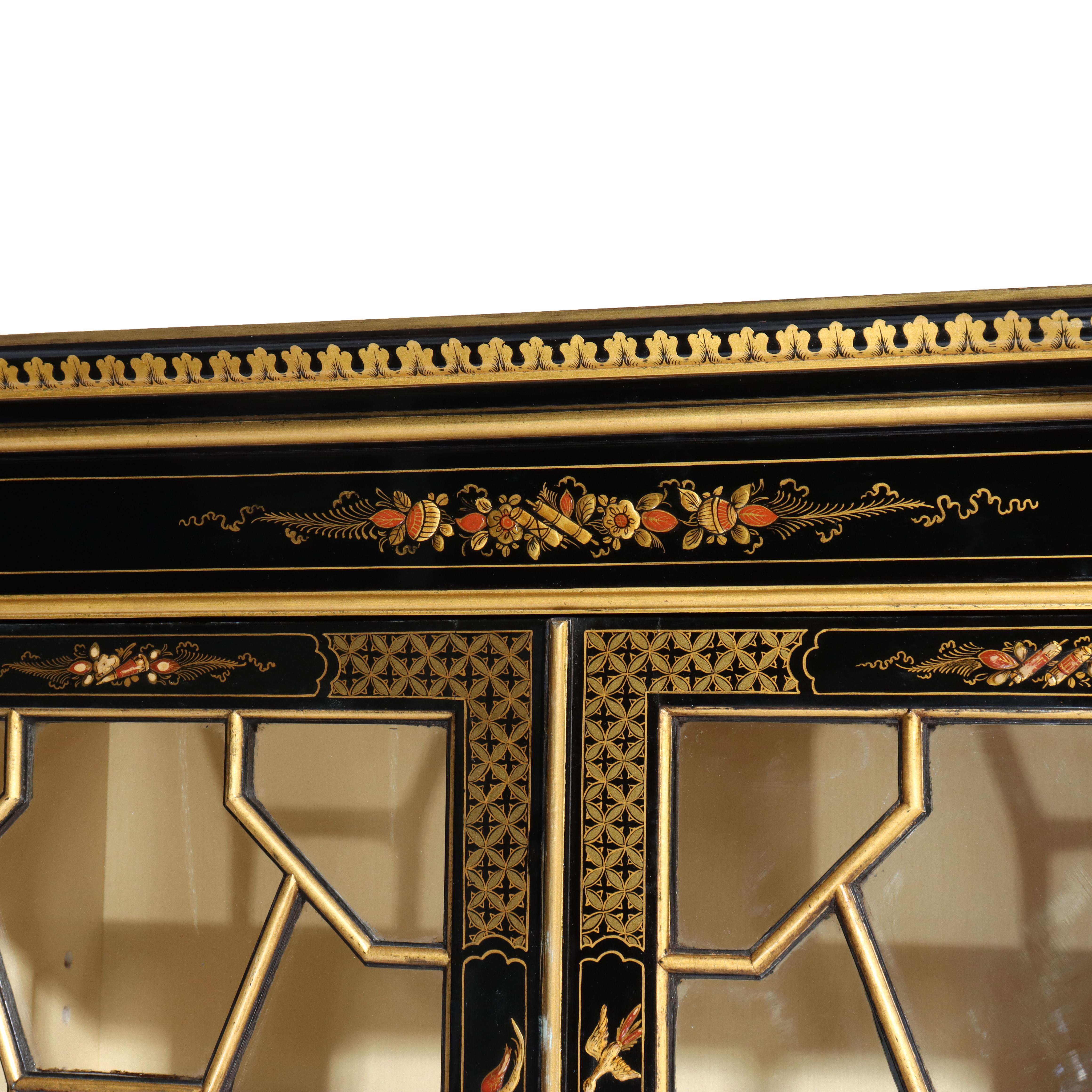 S. I. Hill & Co. Credenza inglese decorata a cineserie ebanizzata e dorata del 1930 ca. in vendita 10
