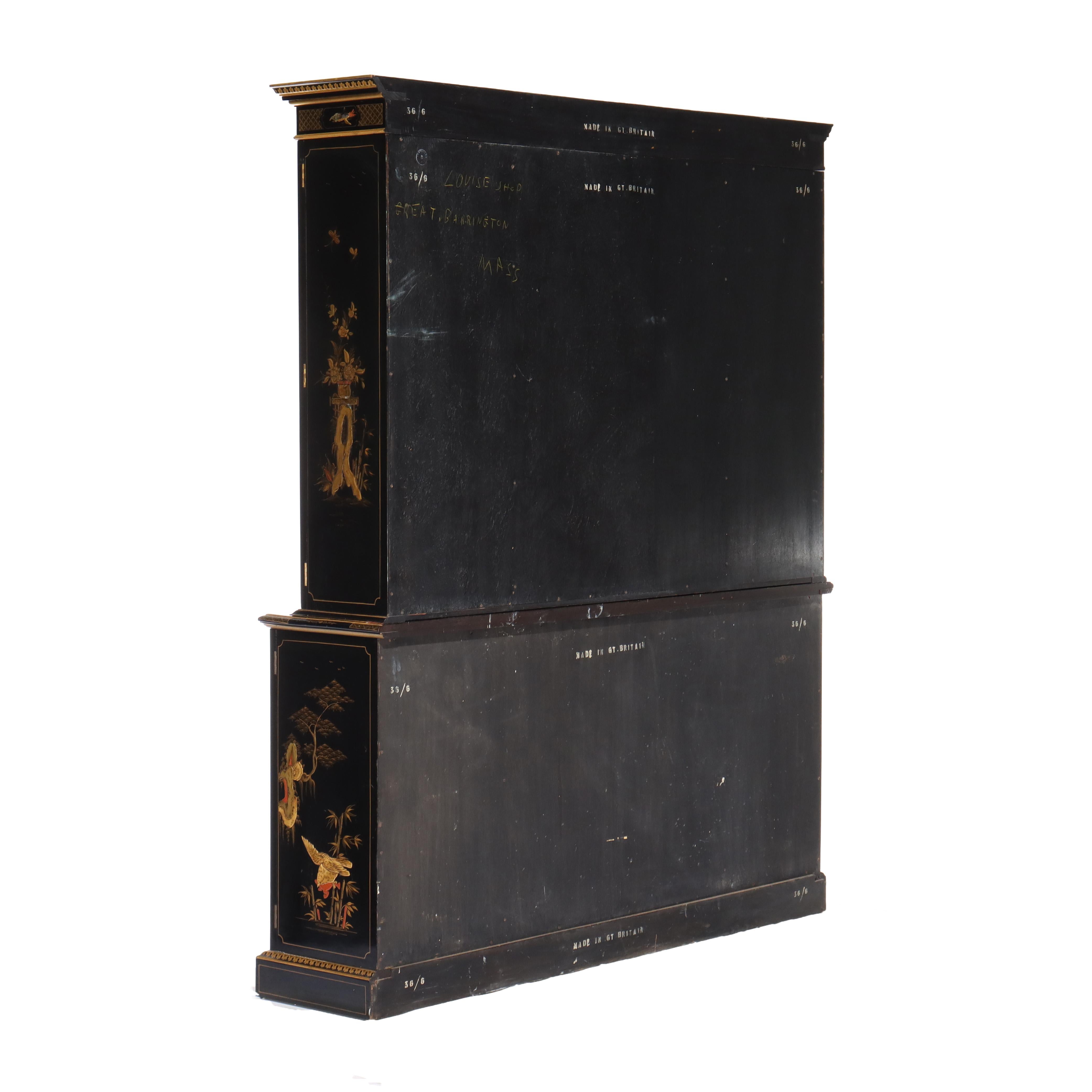 S. I. Hill & Co. Credenza inglese decorata a cineserie ebanizzata e dorata del 1930 ca. in vendita 11