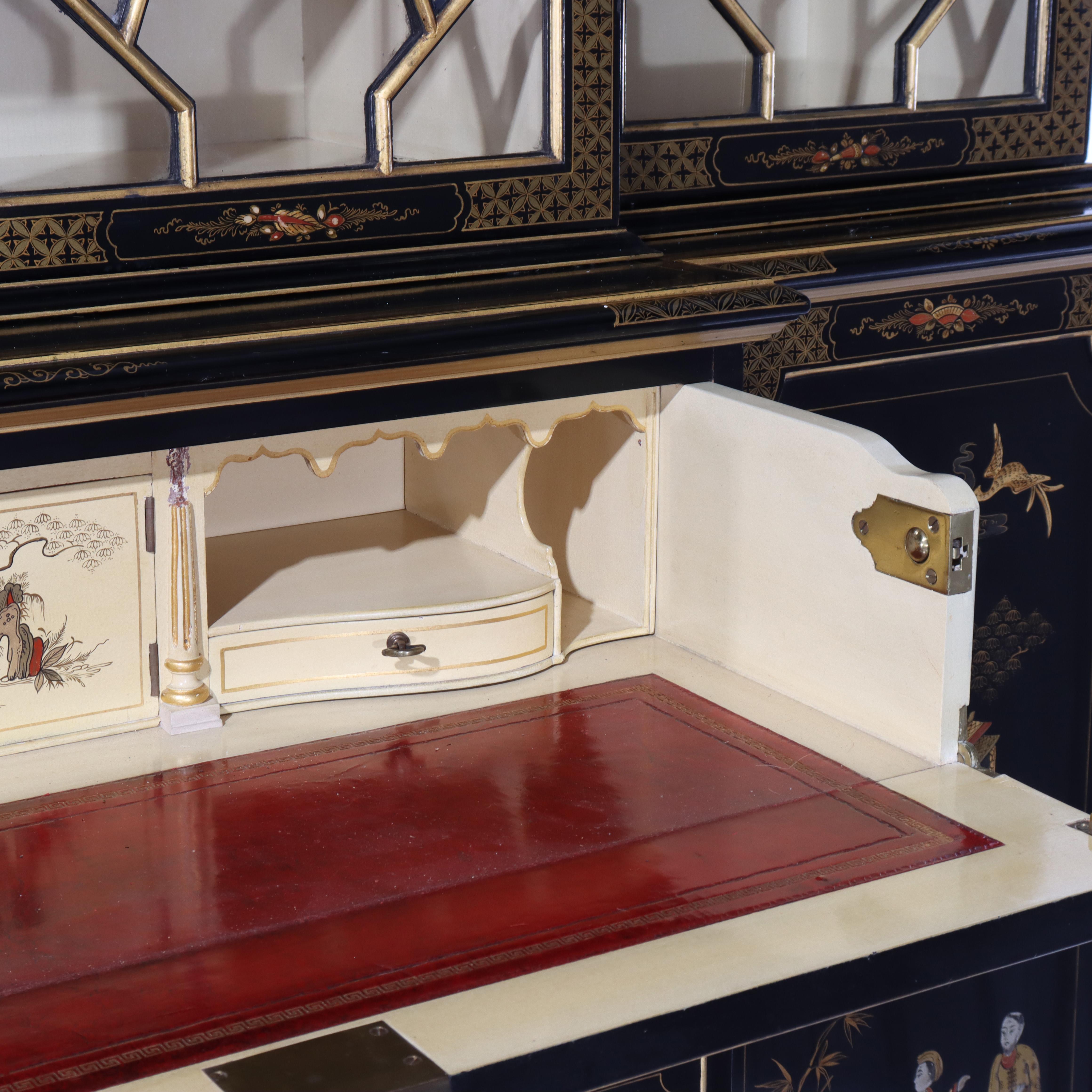 S. I. Hill & Co. Credenza inglese decorata a cineserie ebanizzata e dorata del 1930 ca. in vendita 14