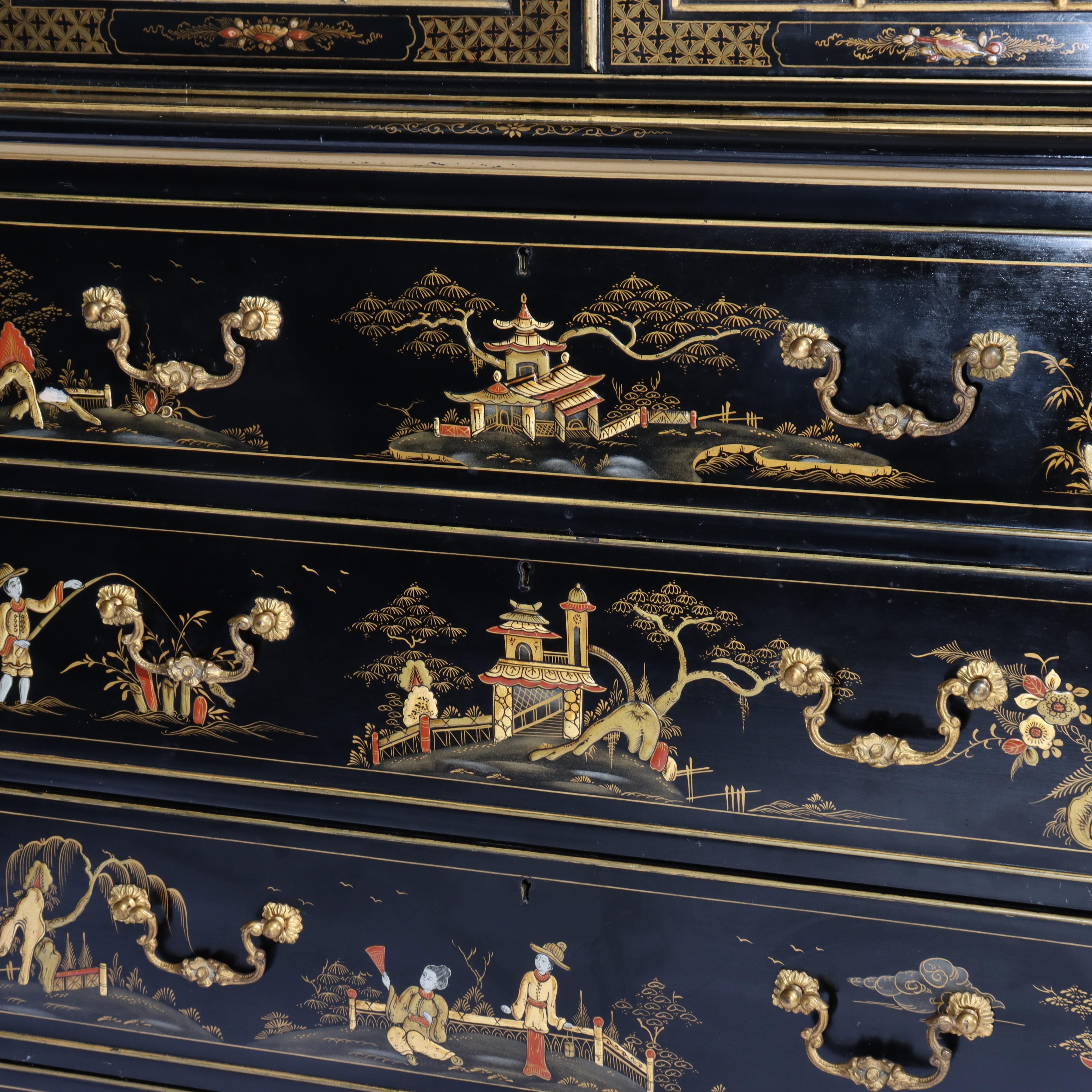 S. I. Hill & Co. Credenza inglese decorata a cineserie ebanizzata e dorata del 1930 ca. in vendita 3