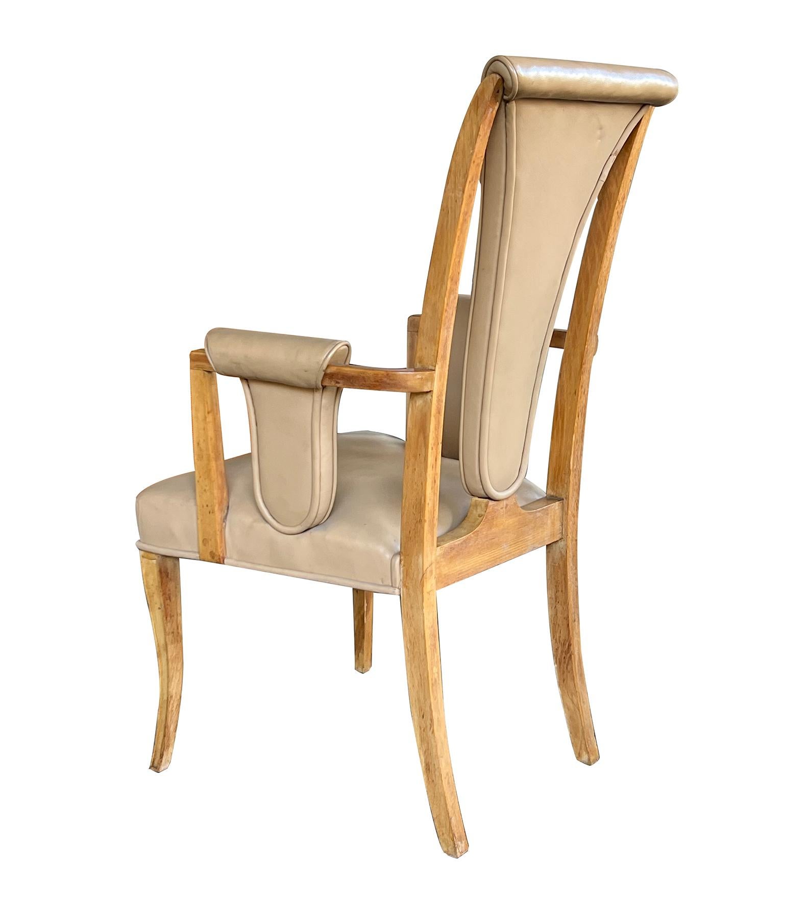 Carved S. Hille & Company, London; Eight English Art Deco Birdseye Maple Dining Chairs For Sale