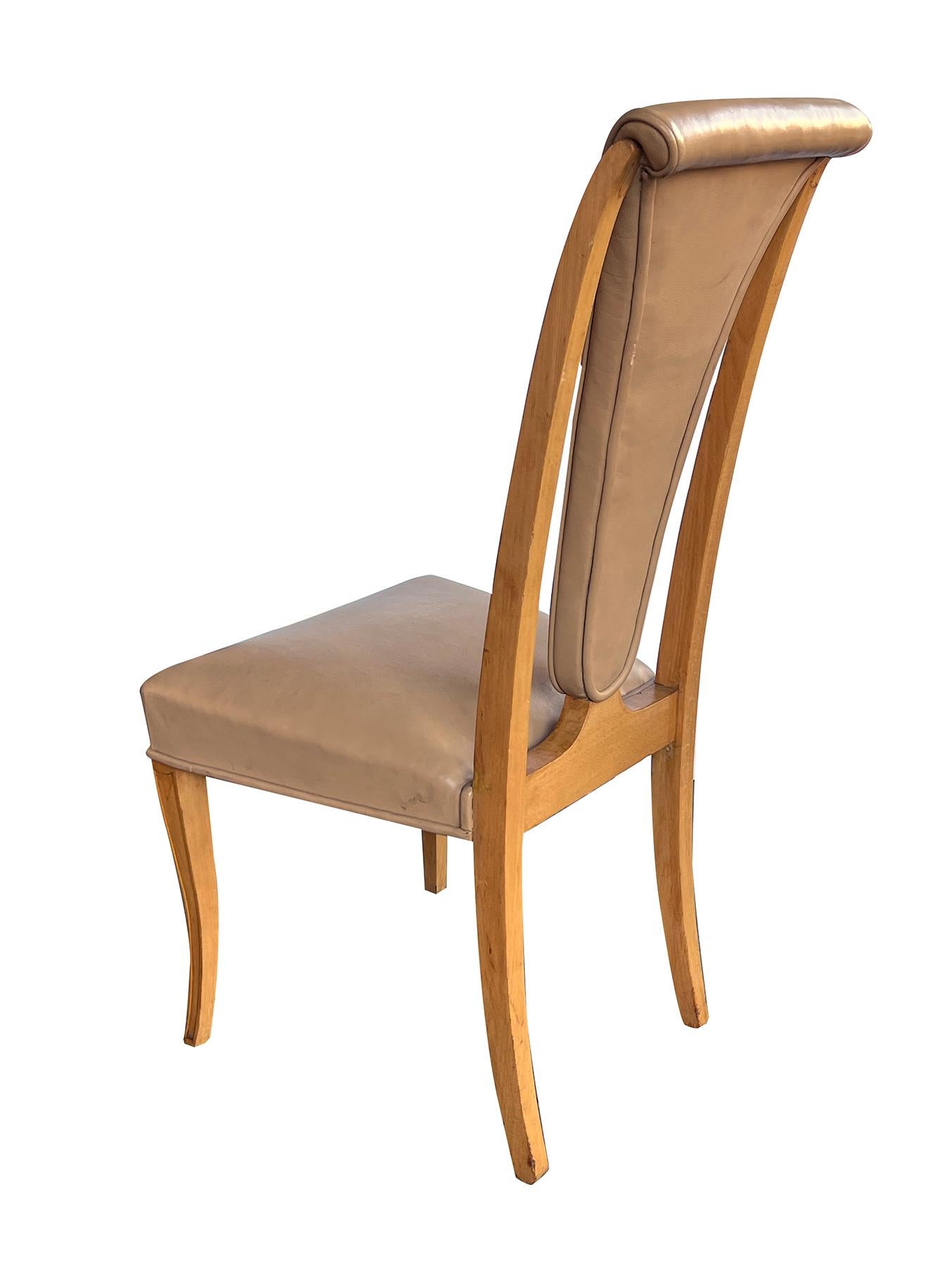 S. Hille & Company, London; Eight English Art Deco Birdseye Maple Dining Chairs For Sale 1
