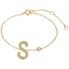 S Initial Bezel Chain Anklet