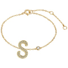 S Initial Bezel Chain Bracelet